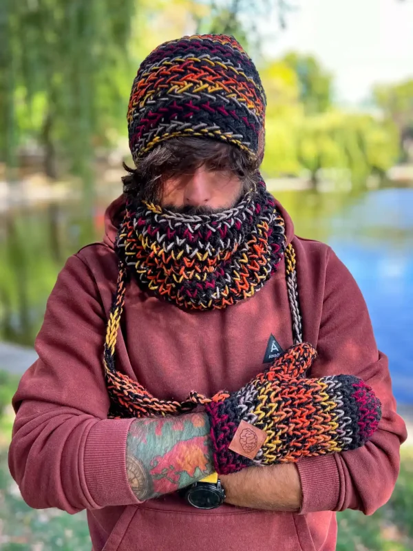 Męski mały komin MERINO 50% ,,Ciemna jesień" 7 komin zimowy meski
