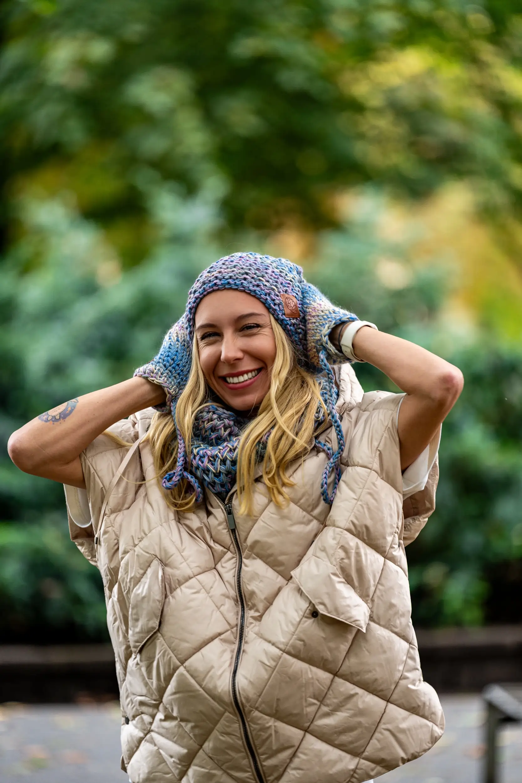 Czapka MERINO 100% Neverland "Pastele" + podszewka BAWEŁNA 243 komplet czapka szalik merino