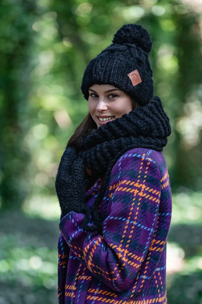 komplet merino czarny damski