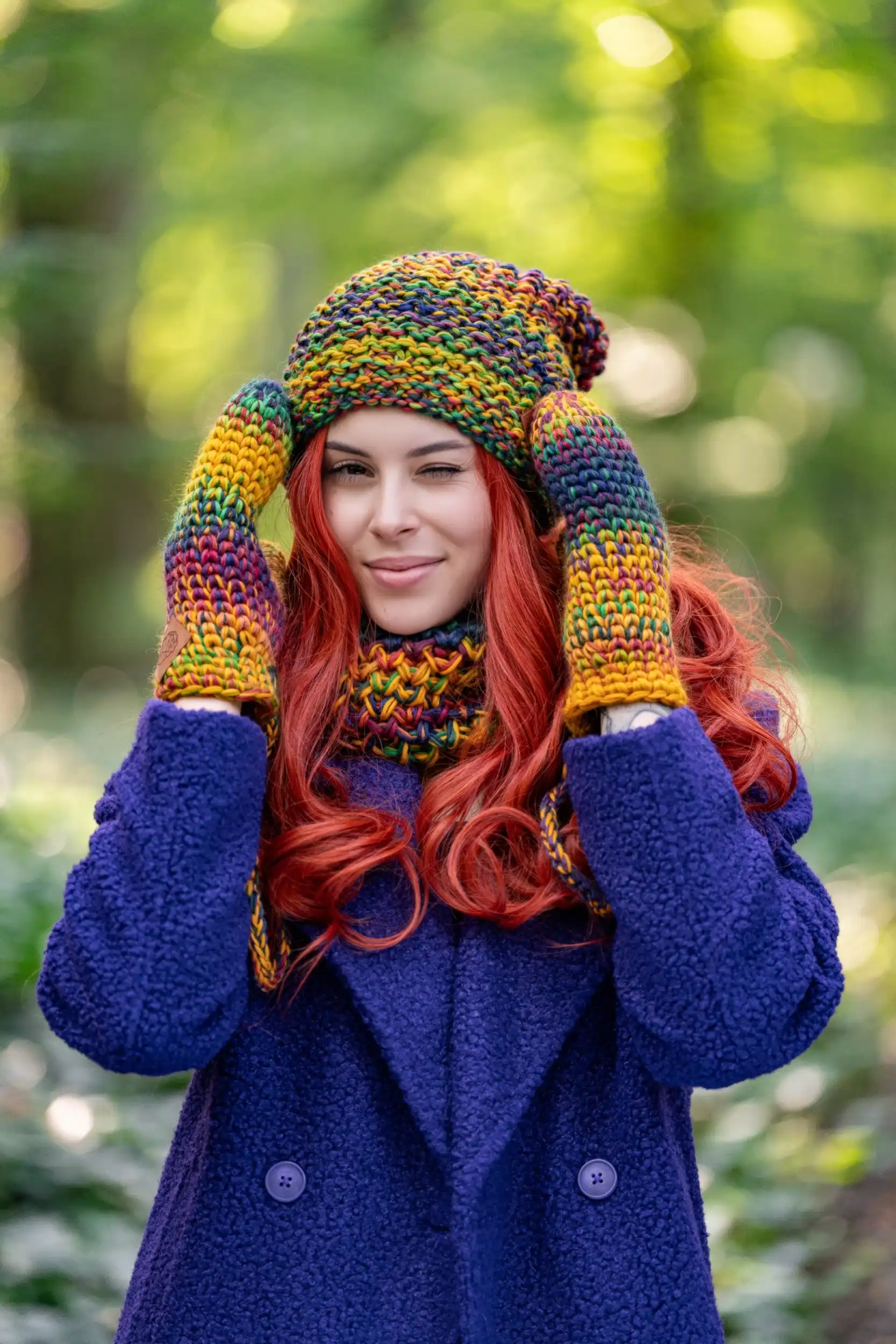 Czapka MERINO 100% Neverland "Kolory" + podszewka BAWEŁNA 198 komplet merino do rudych wlosow