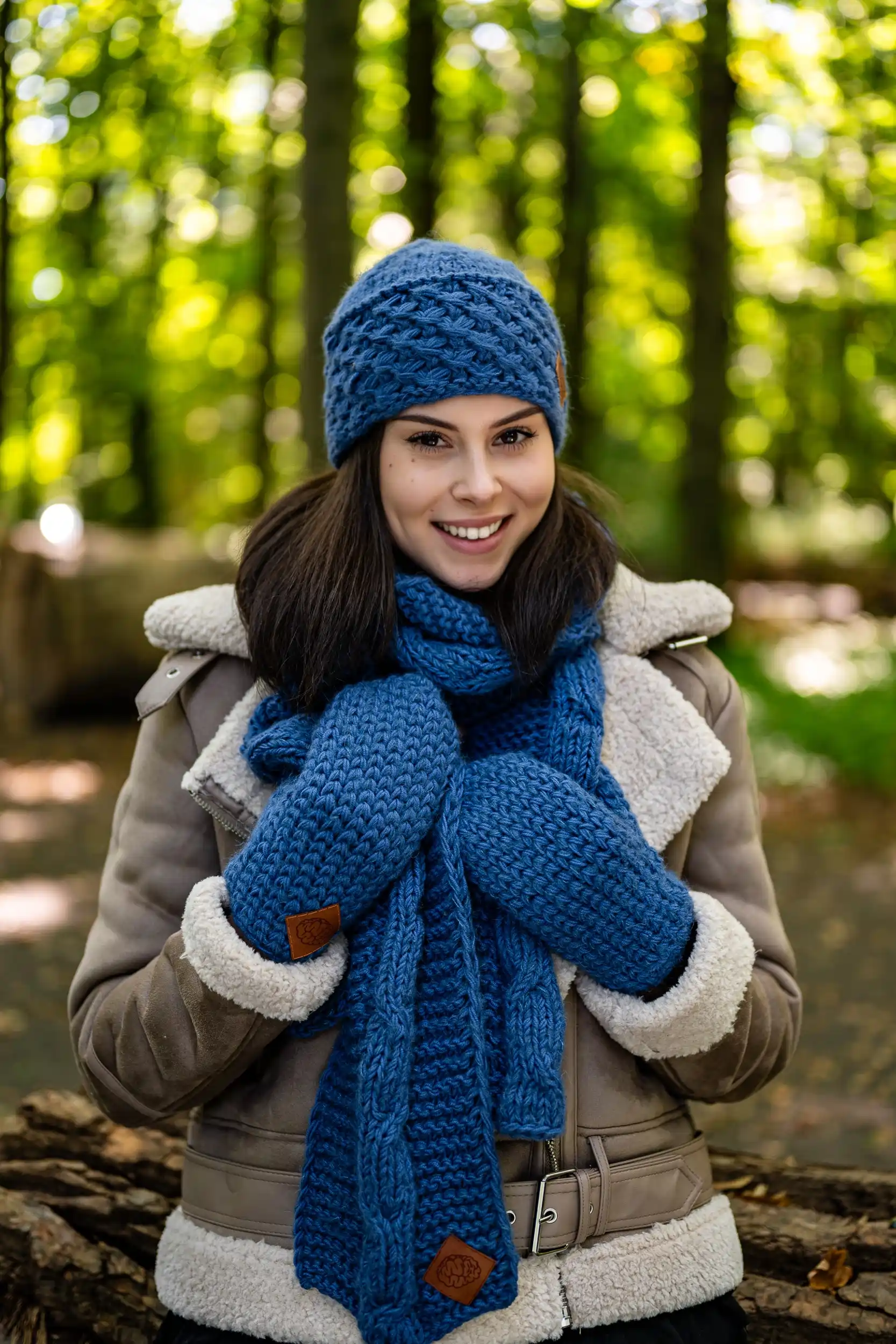 Rękawiczki MERINO "Ciemny niebieski" 51 komplet na zime merino