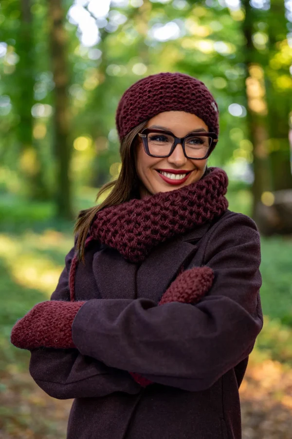 komplet z merino bordo