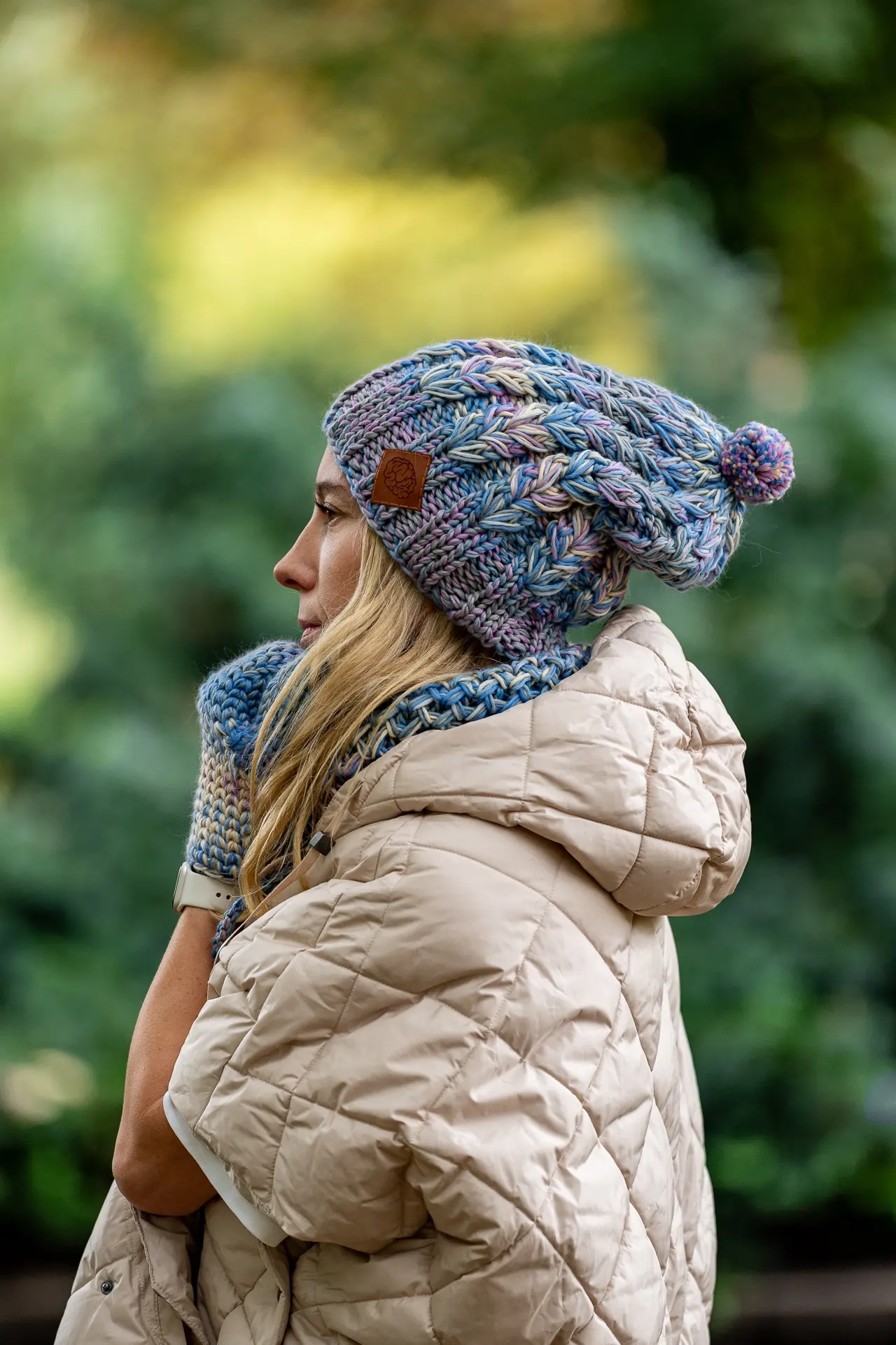 Czapka MERINO 100% Smile "Pastele" + podszewka BAWEŁNA 75 komplet zimowy merino 1