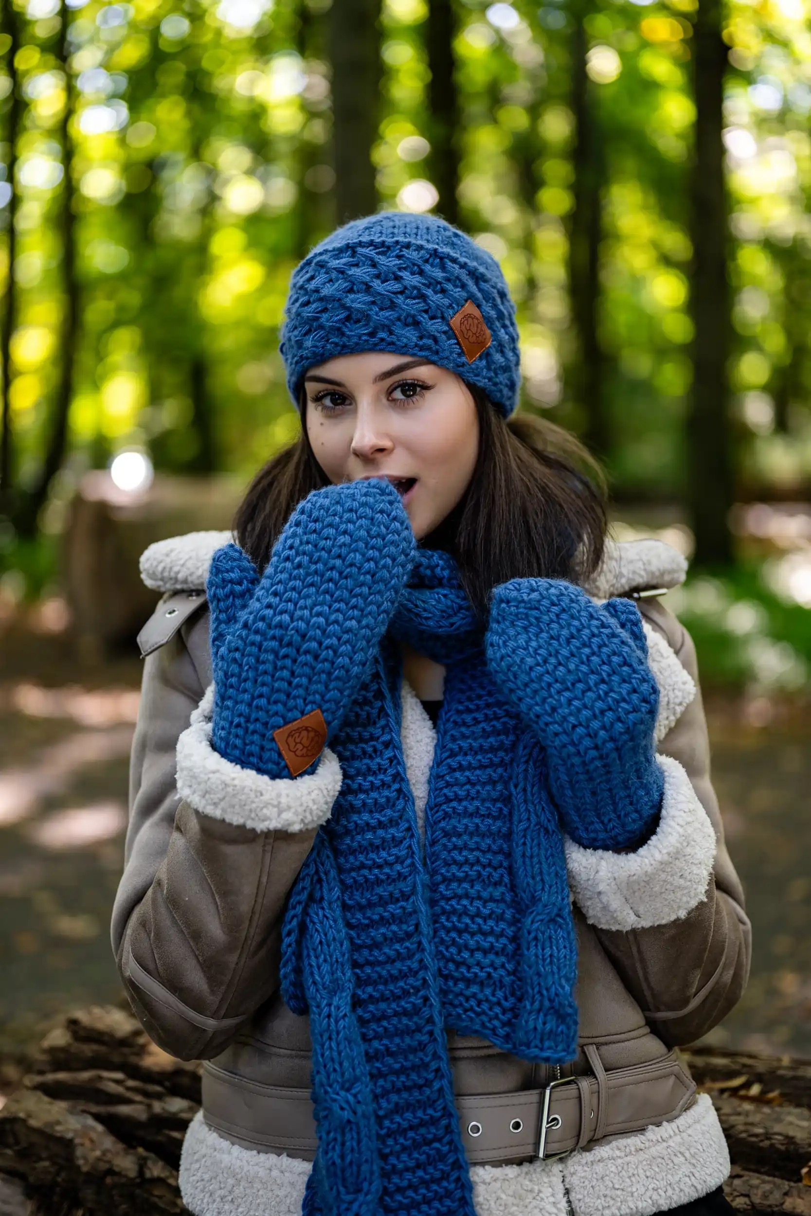 Rękawiczki MERINO "Ciemny niebieski" 49 komplet zimowy merino niebieski