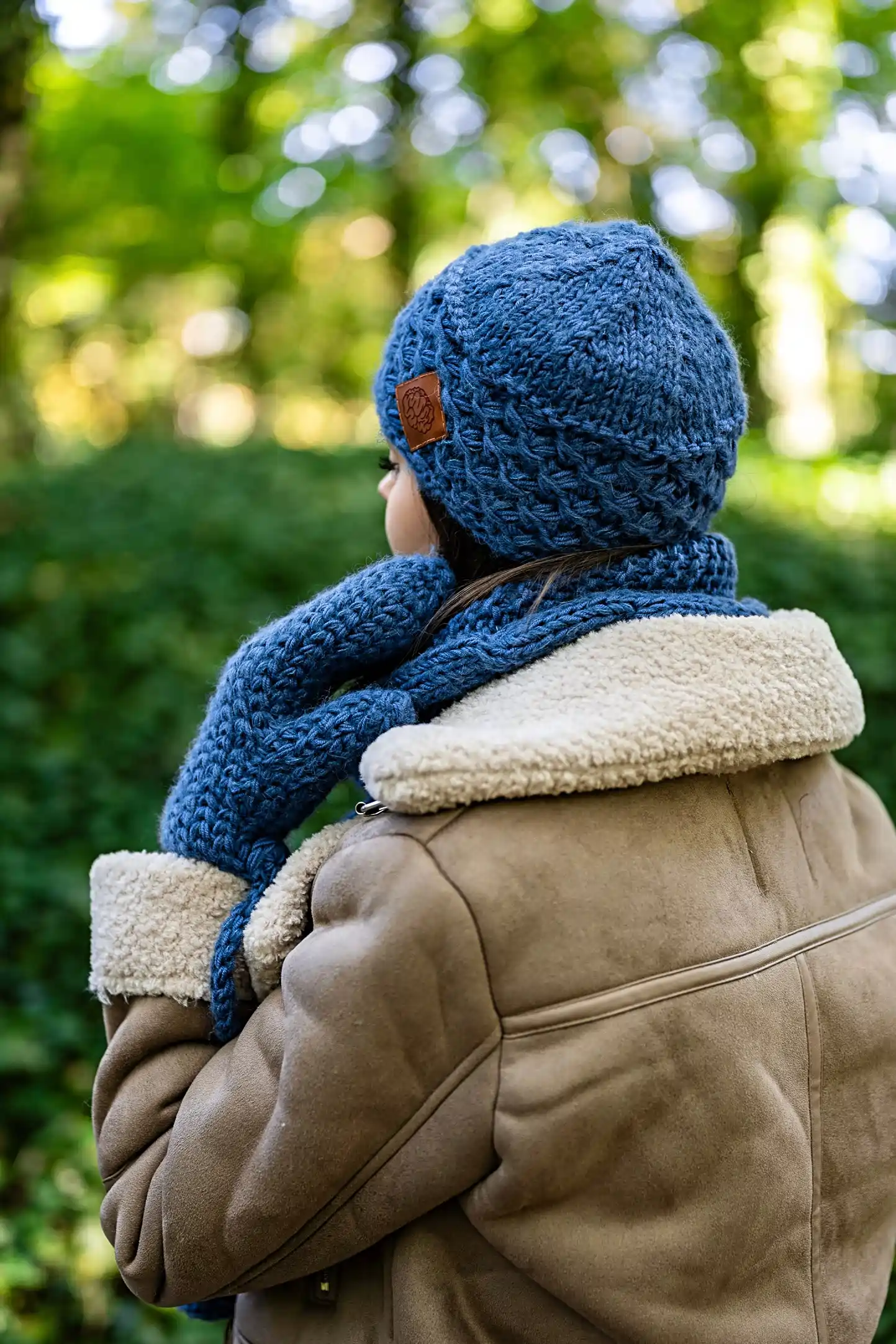 Czapka MERINO Hope "Ciemny niebieski" + podszewka JEDWAB 37 krotka czapka z jedwabna podszewka