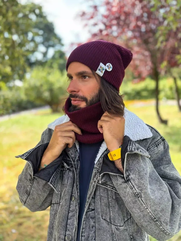 Męska czapka slouchy logo kolorowe "Bordo" 13 luźna czapka bordo męska
