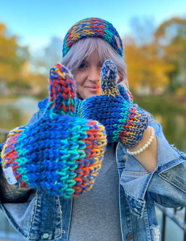Rękawiczki MERINO 50% ,,Górski potok" 13 mega cieple kolorowe rekawiczki dziergane scaled 1