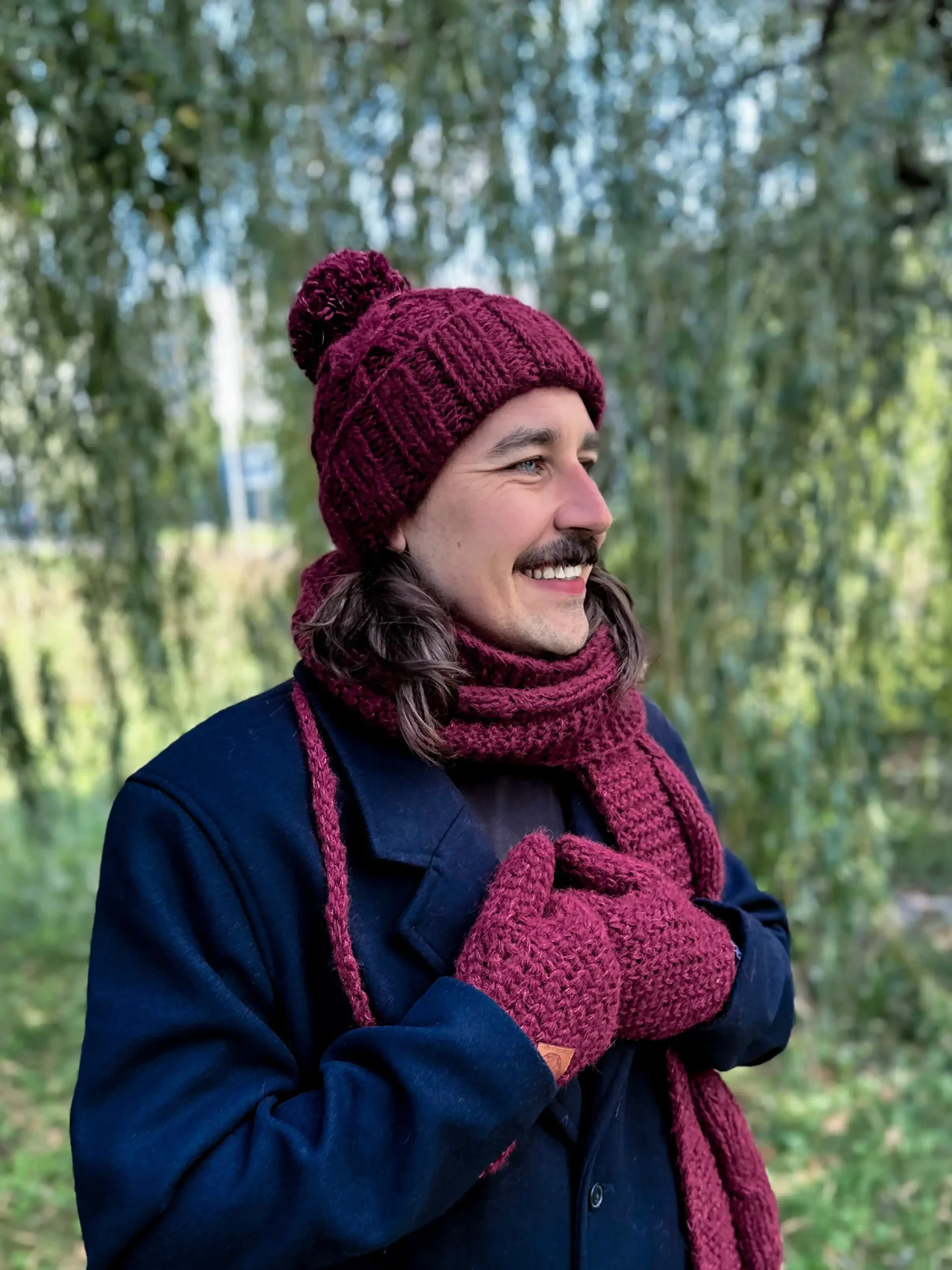 Męskie rękawiczki MERINO "Bordo" 117 merino rekawiczki bordo scaled 1