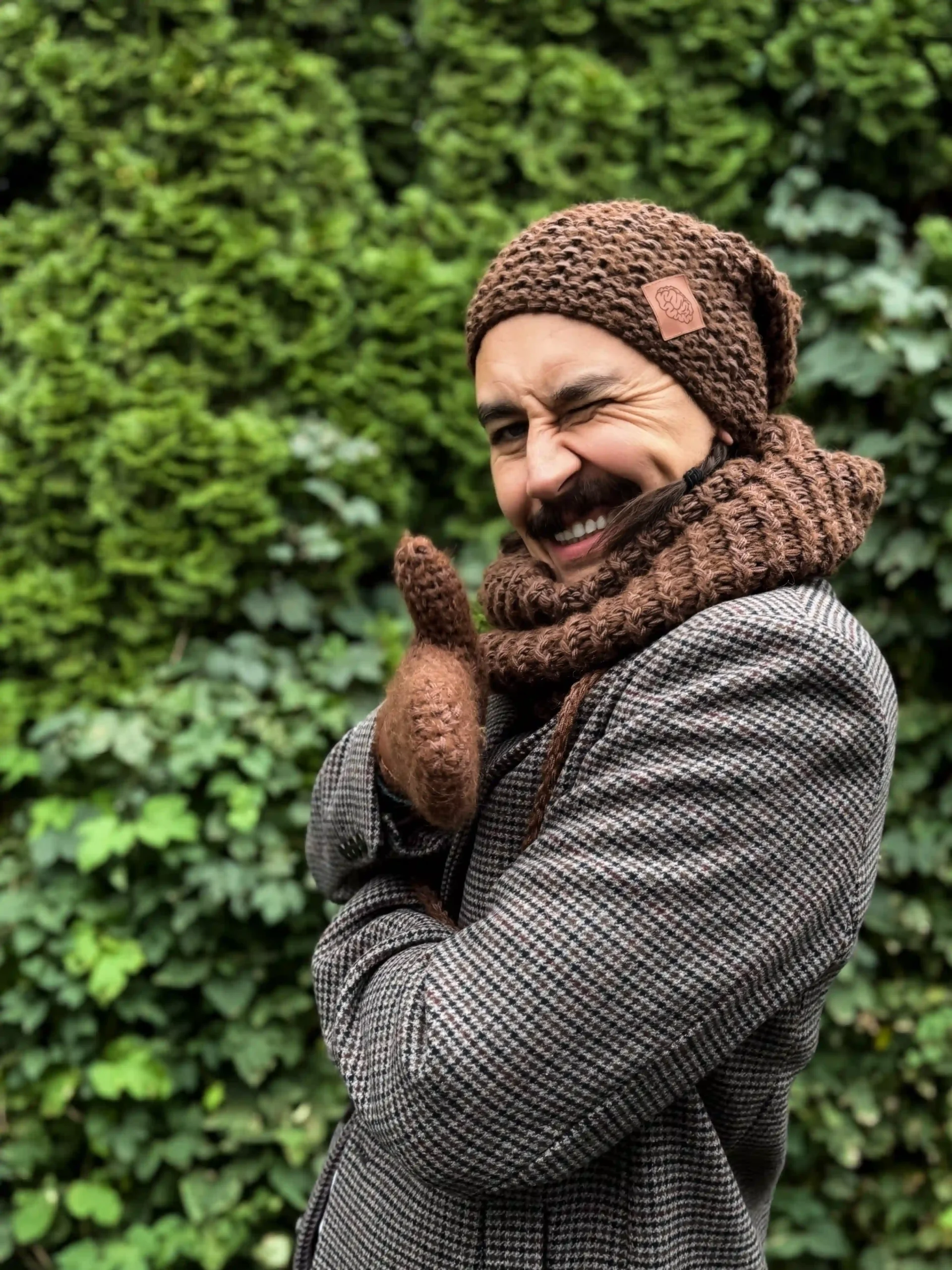 Męska czapka MERINO Neverland "Brąz" + podszewka JEDWAB 55 merynos czapka braz scaled 1