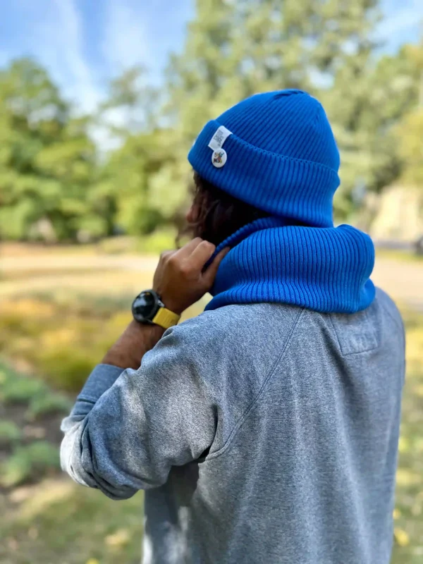 Męska czapka beanie z bawełny logo kolorowe "Niebieski Kobalt" 9 meska beanie niebieski bawelna scaled 1