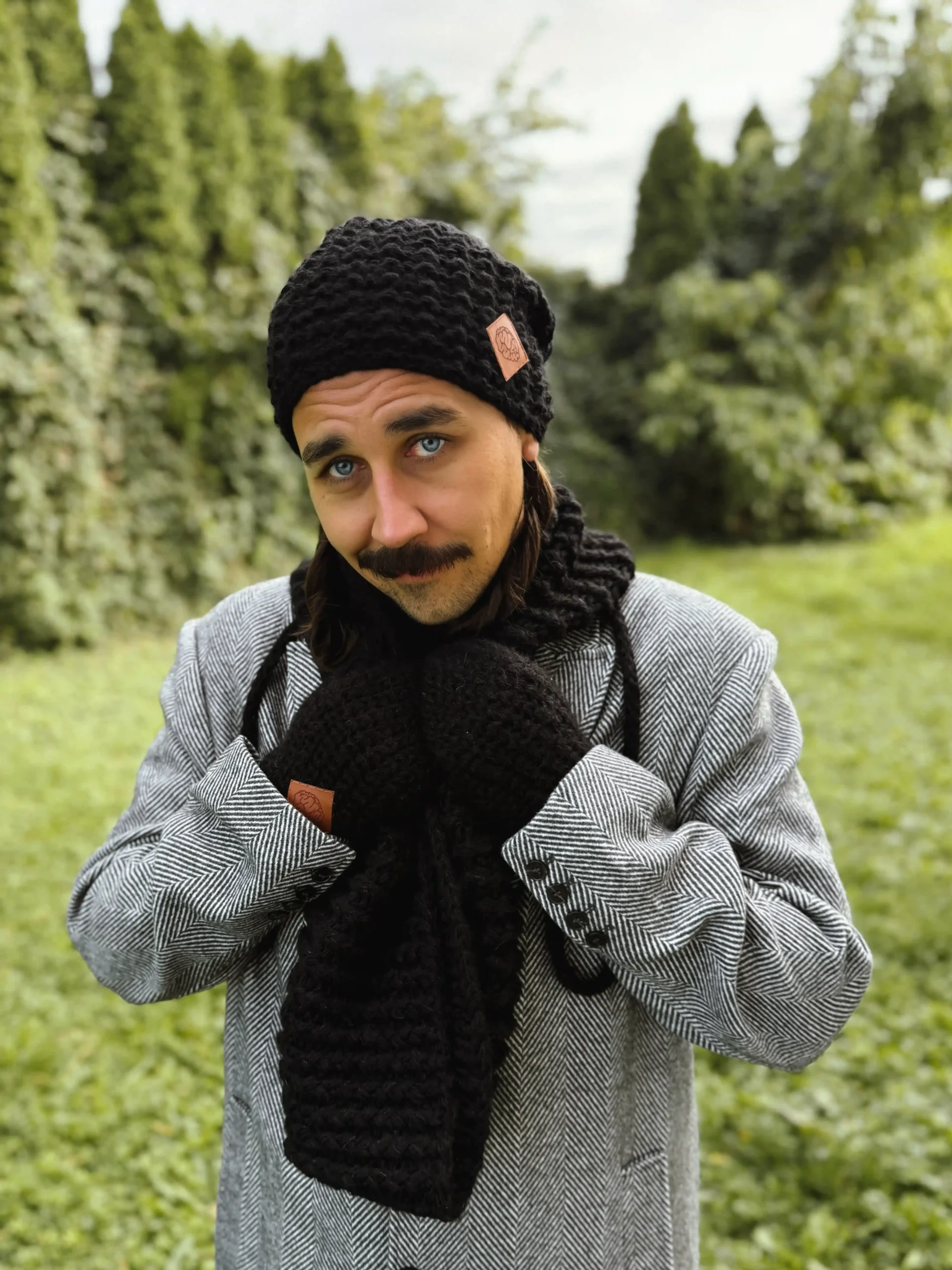 Męska czapka MERINO Neverland "Czarny" + podszewka JEDWAB 50 meska czapka merino czarna scaled 1