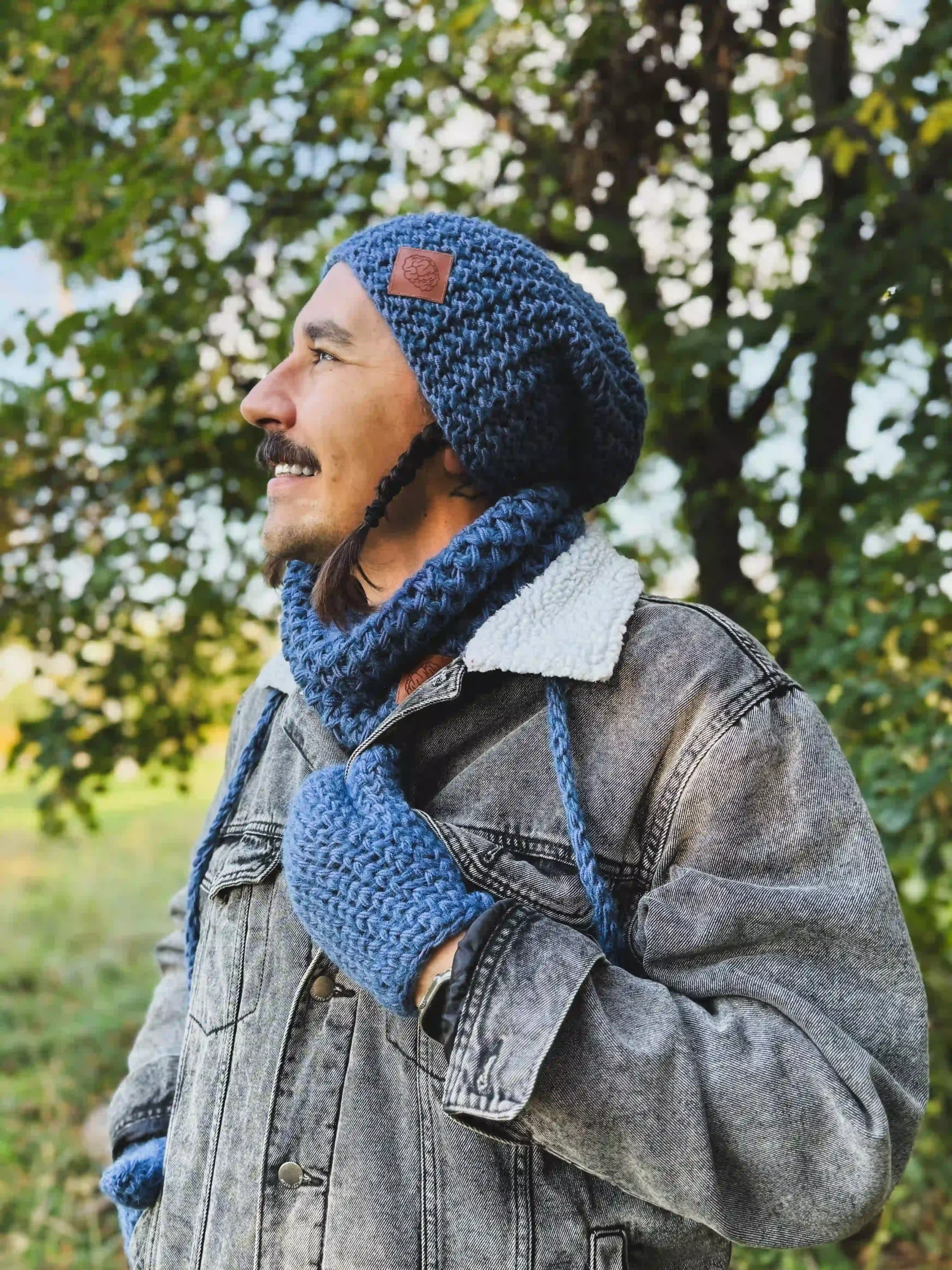 Męska czapka MERINO Neverland "Ciemny niebieski" + podszewka JEDWAB 31 meska czapka na drutach scaled 1