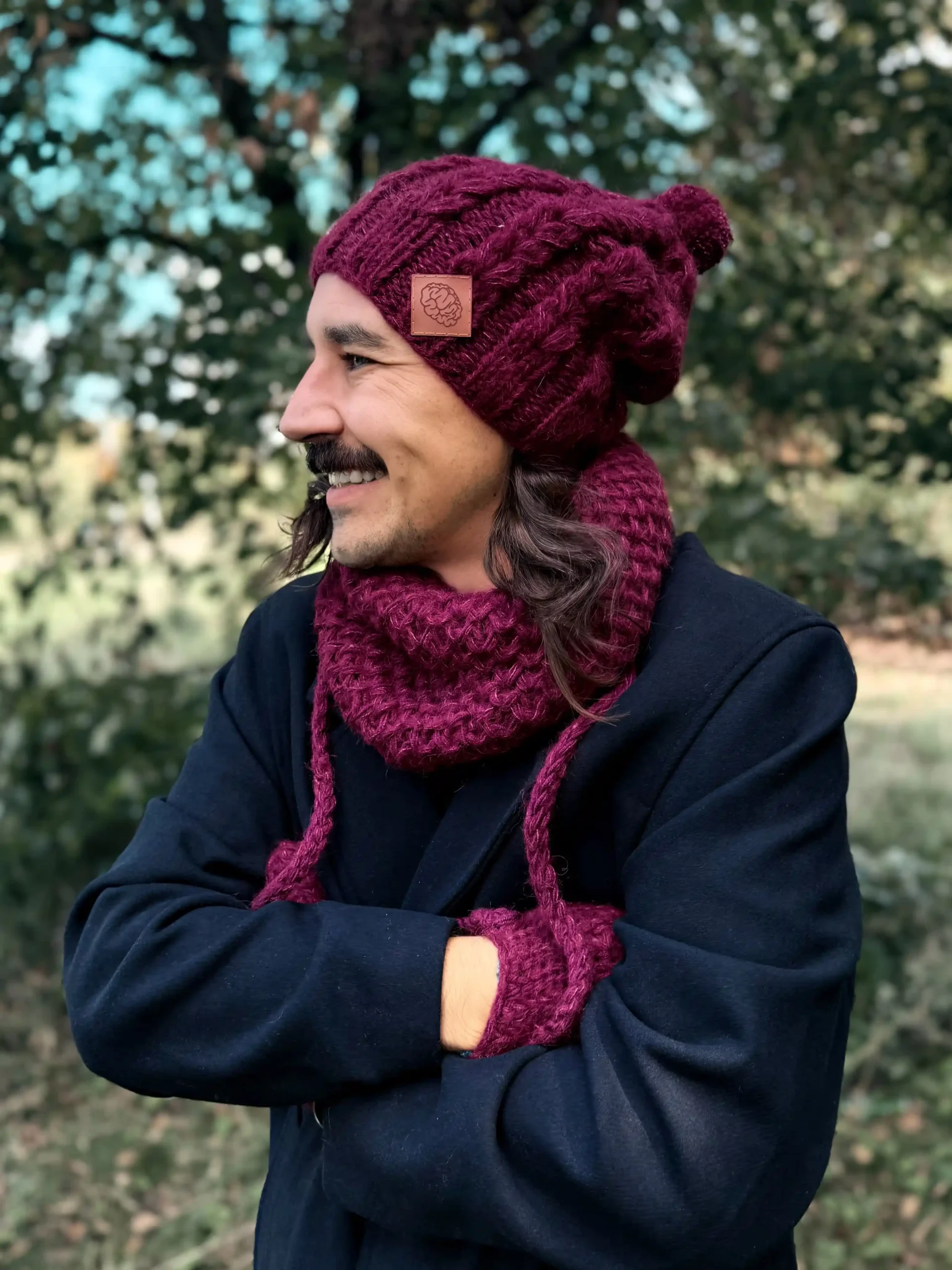 Męska czapka MERINO Smile "Bordo" + podszewka JEDWAB 5 meska czapka z pomponem merino 2 scaled 1