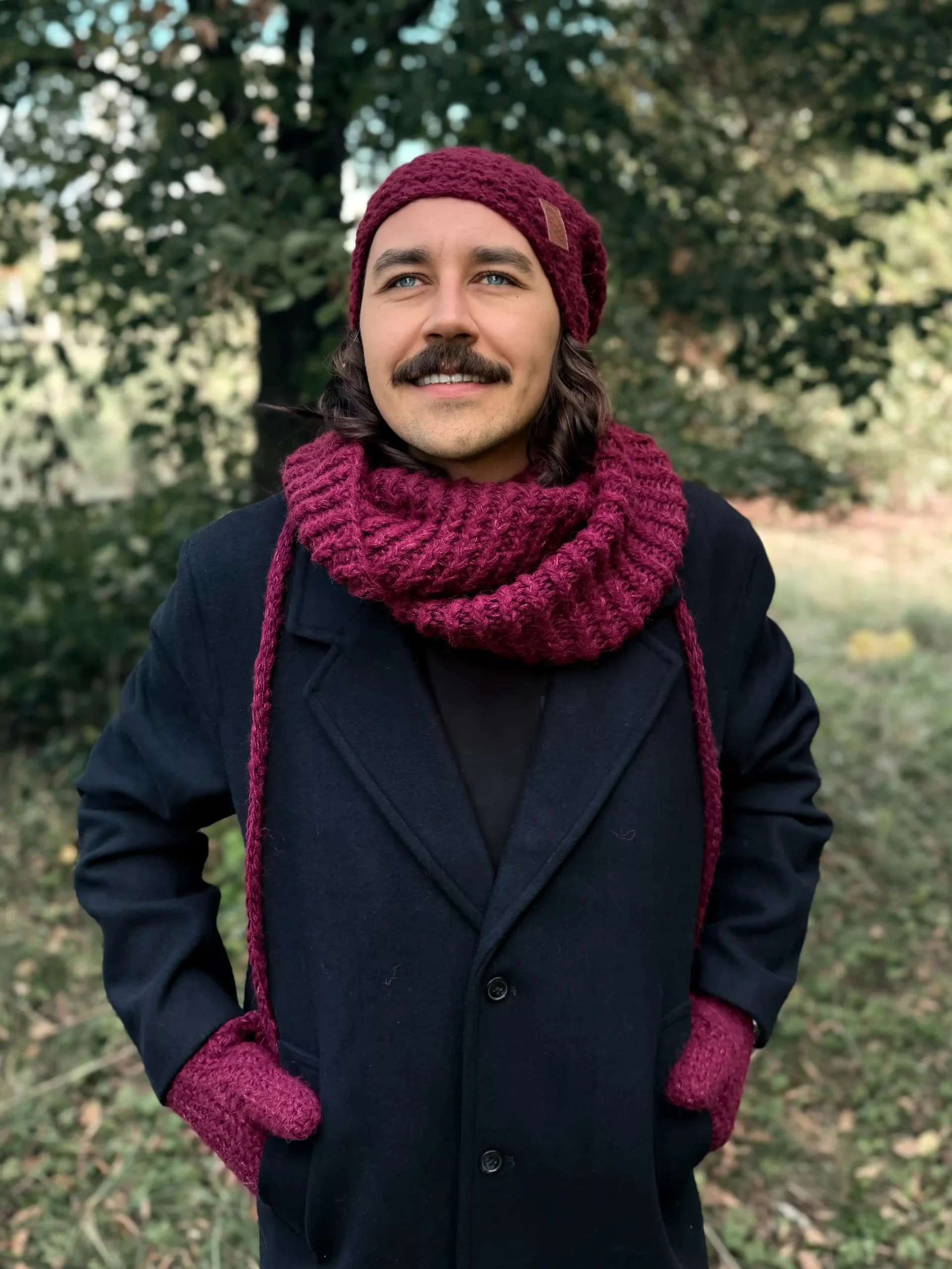 Męska czapka MERINO Neverland "Bordo" + podszewka JEDWAB 46 meska czapka zimowa merino bordo scaled 1