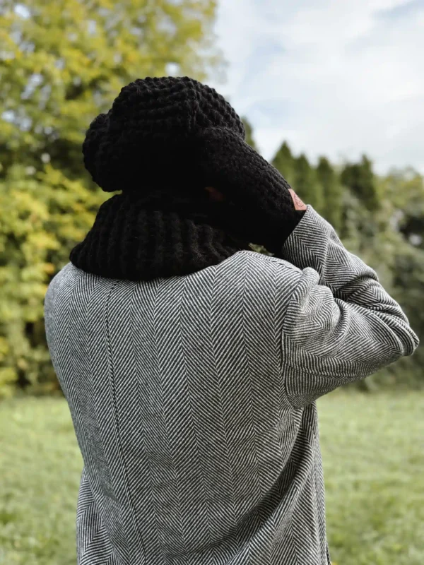 Męska czapka MERINO Neverland "Czarny" + podszewka JEDWAB 18 meska czarna czapka mwerino podszyta jedwabiem