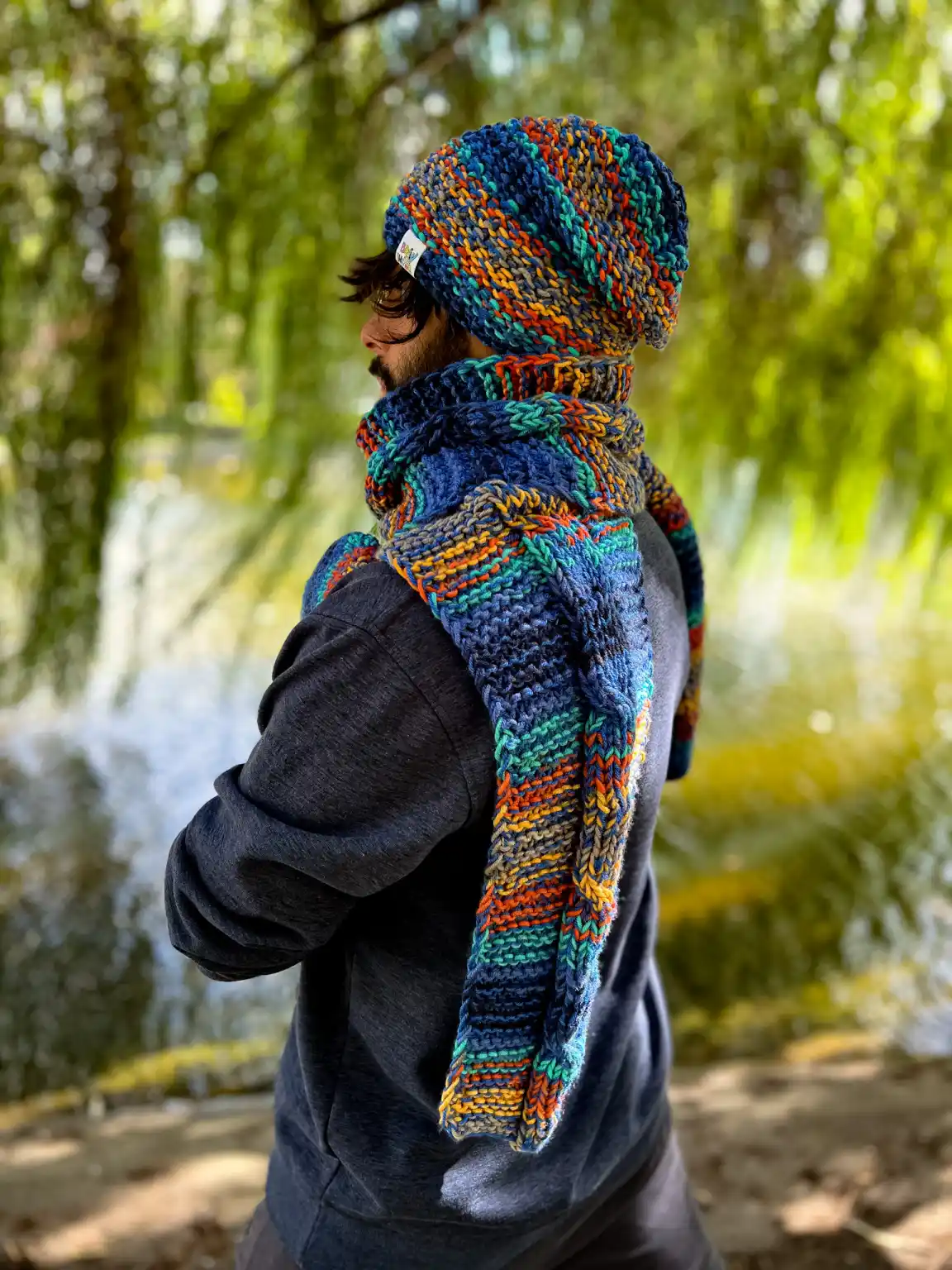 Męska czapka MERINO 50% "Górski potok" NEVERLAND 182 meska luzna czapka