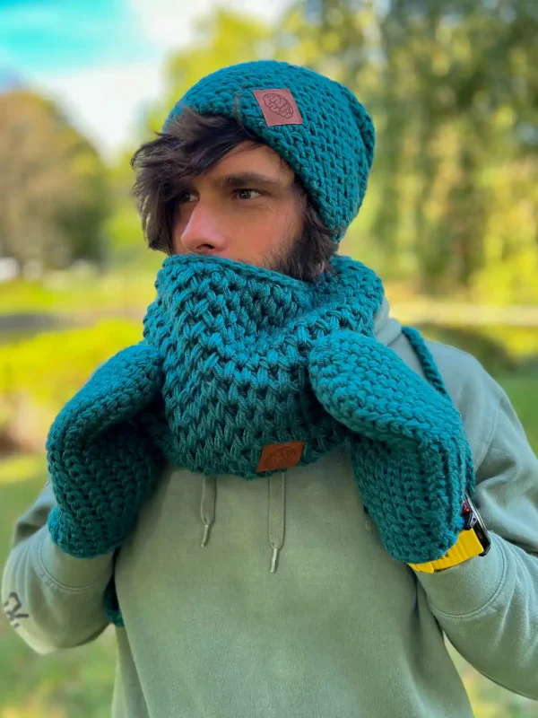 Męski mały komin na szyję ,,Leśny zielony" 10 meska tuba handmade