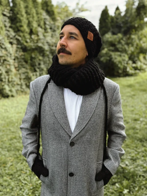 Męski komin MERINO "Czarny" 9 meski komin na szyje merino scaled 1