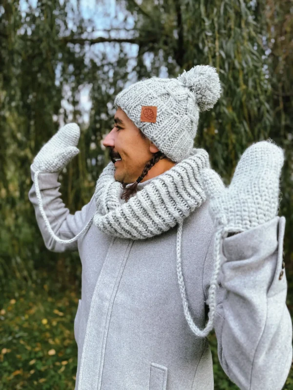 Męski komin MERINO "Wybielony szary" 11 meski komplet merino scaled 1