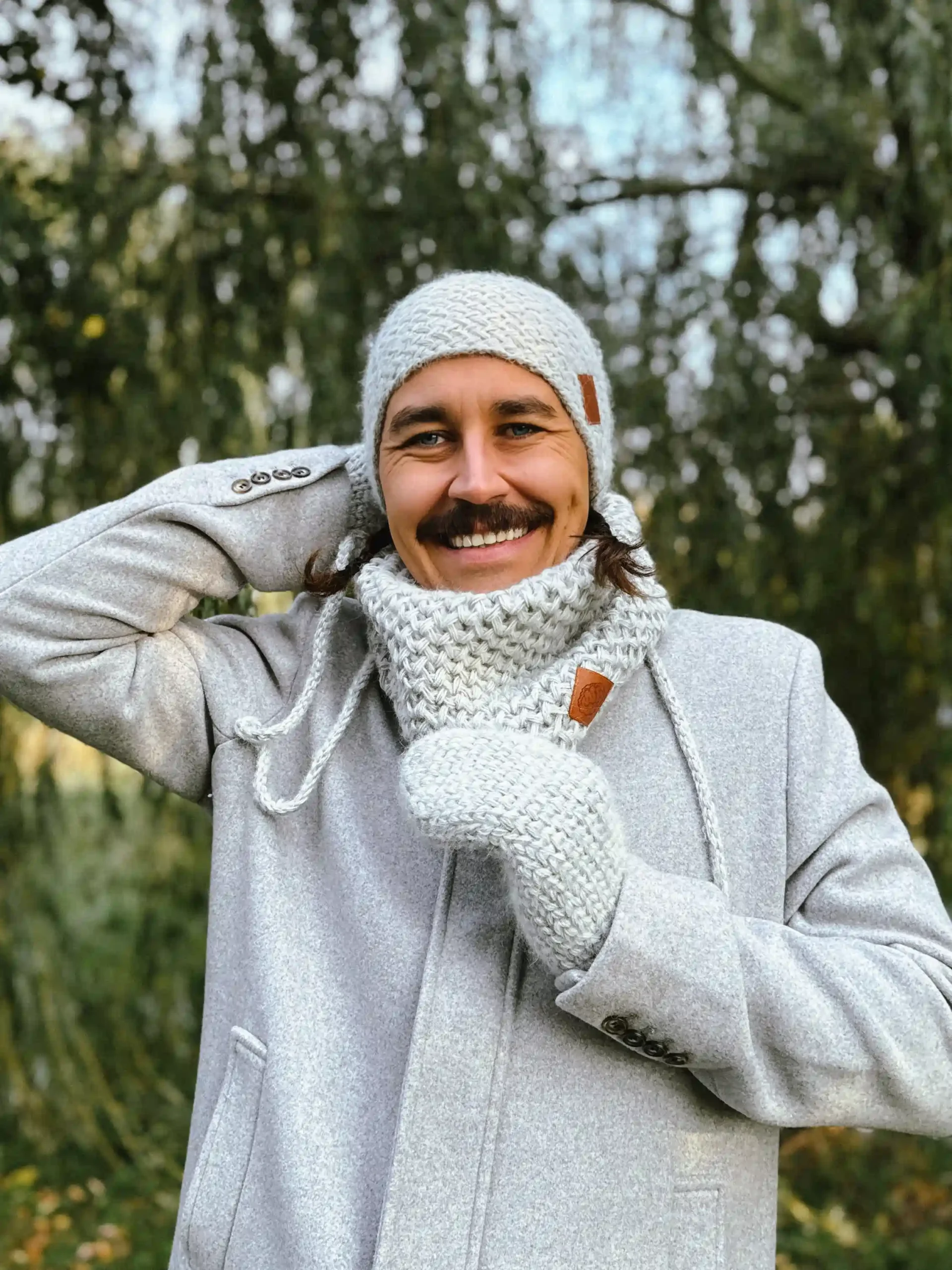 Męski mały komin MERINO "Wybielony szary" 51 meski komplet zimowy merino scaled 1