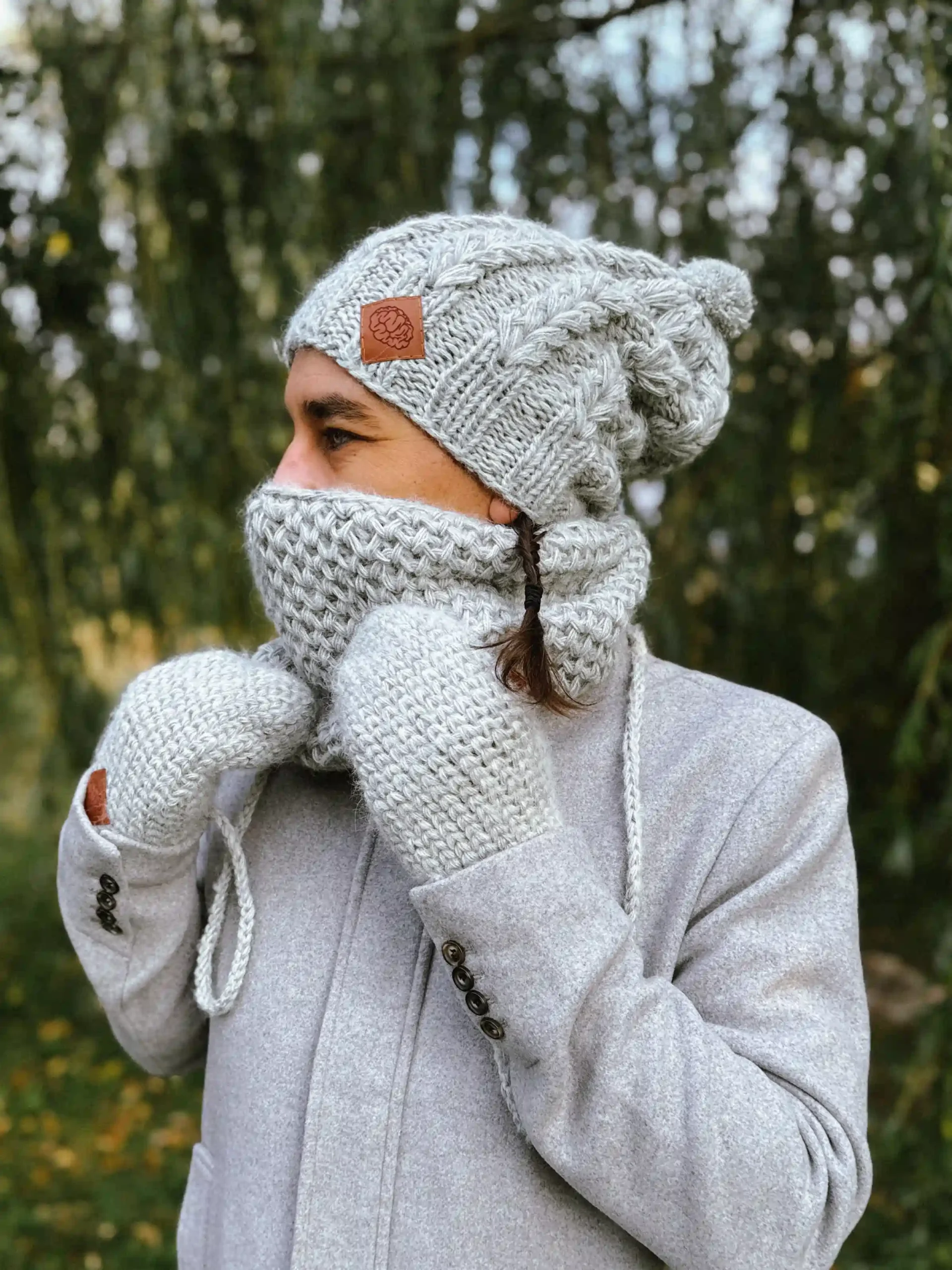 Męski mały komin MERINO "Wybielony szary" 46 meski komplet zimowy scaled 1