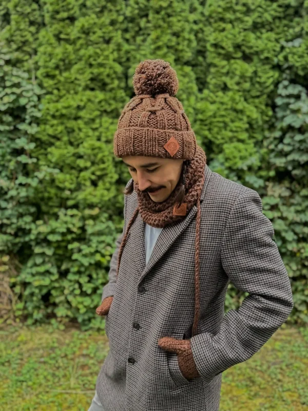 Męski mały komin MERINO "Brąz" 10 meski szal merino braz scaled 1