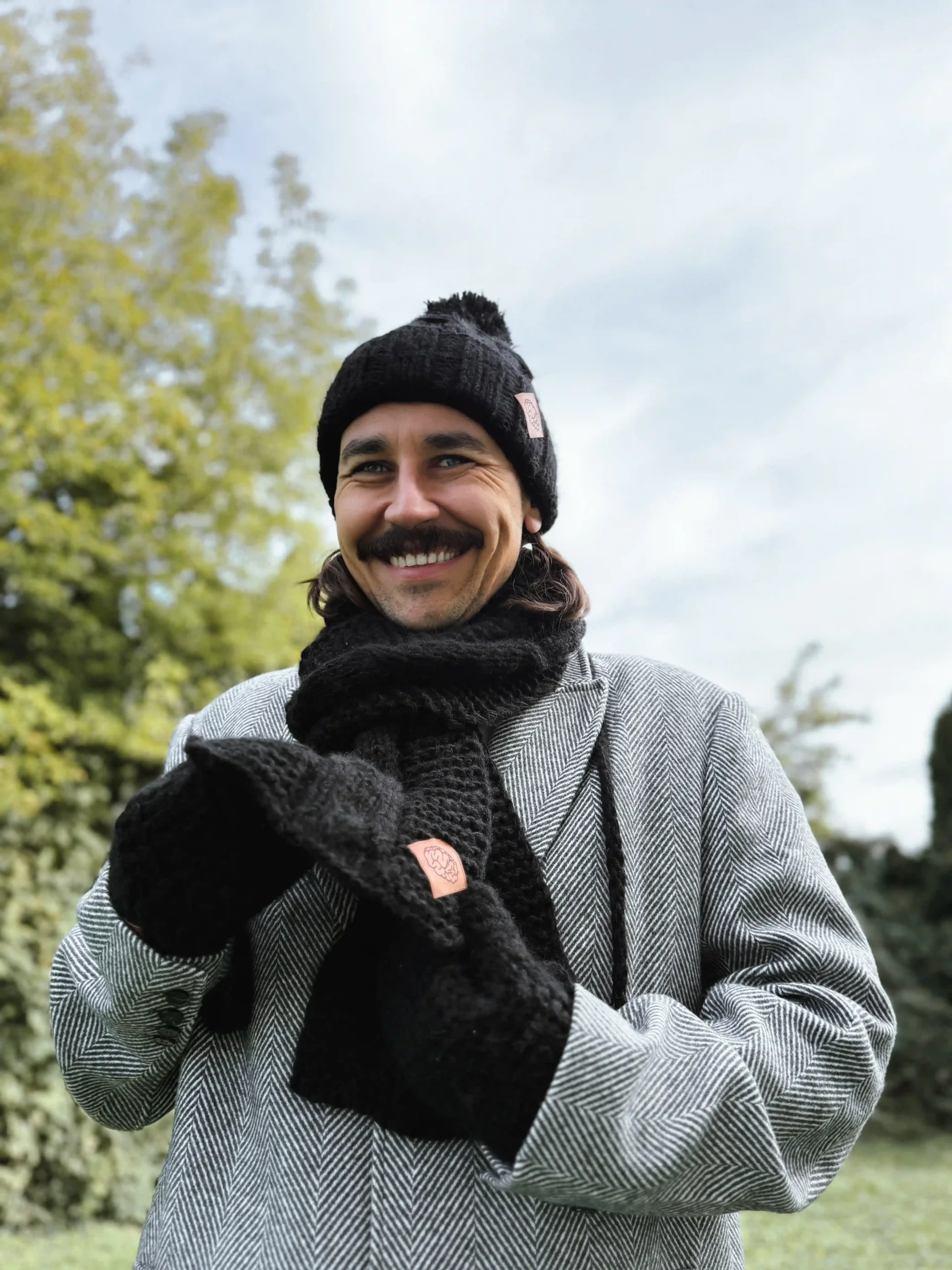 Męski szal MERINO "Czarny szalik" 37 meski szalik merino czarny scaled 1