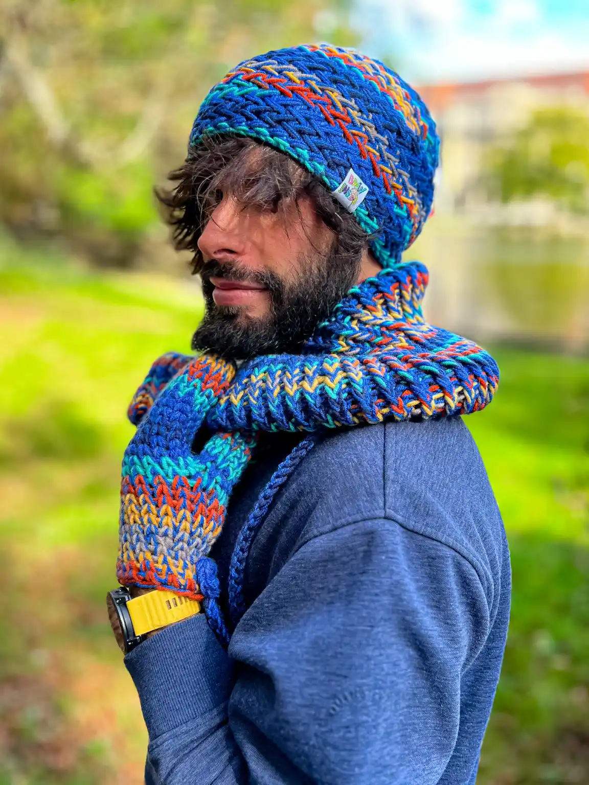 Męski komin ręcznie robiony "Górski potok" 95 meski komin handmade 1