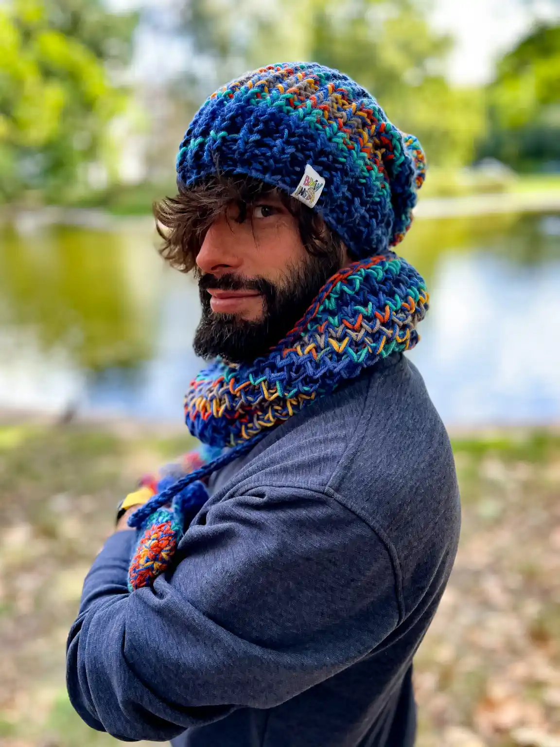 Męski mały komin MERINO 50% "Górski potok" 41 meski komin na szyje