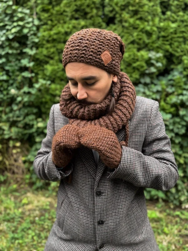 Męskie rękawiczki MERINO "Brąz" 16 meskie rekawiczki merino brazowe scaled 1