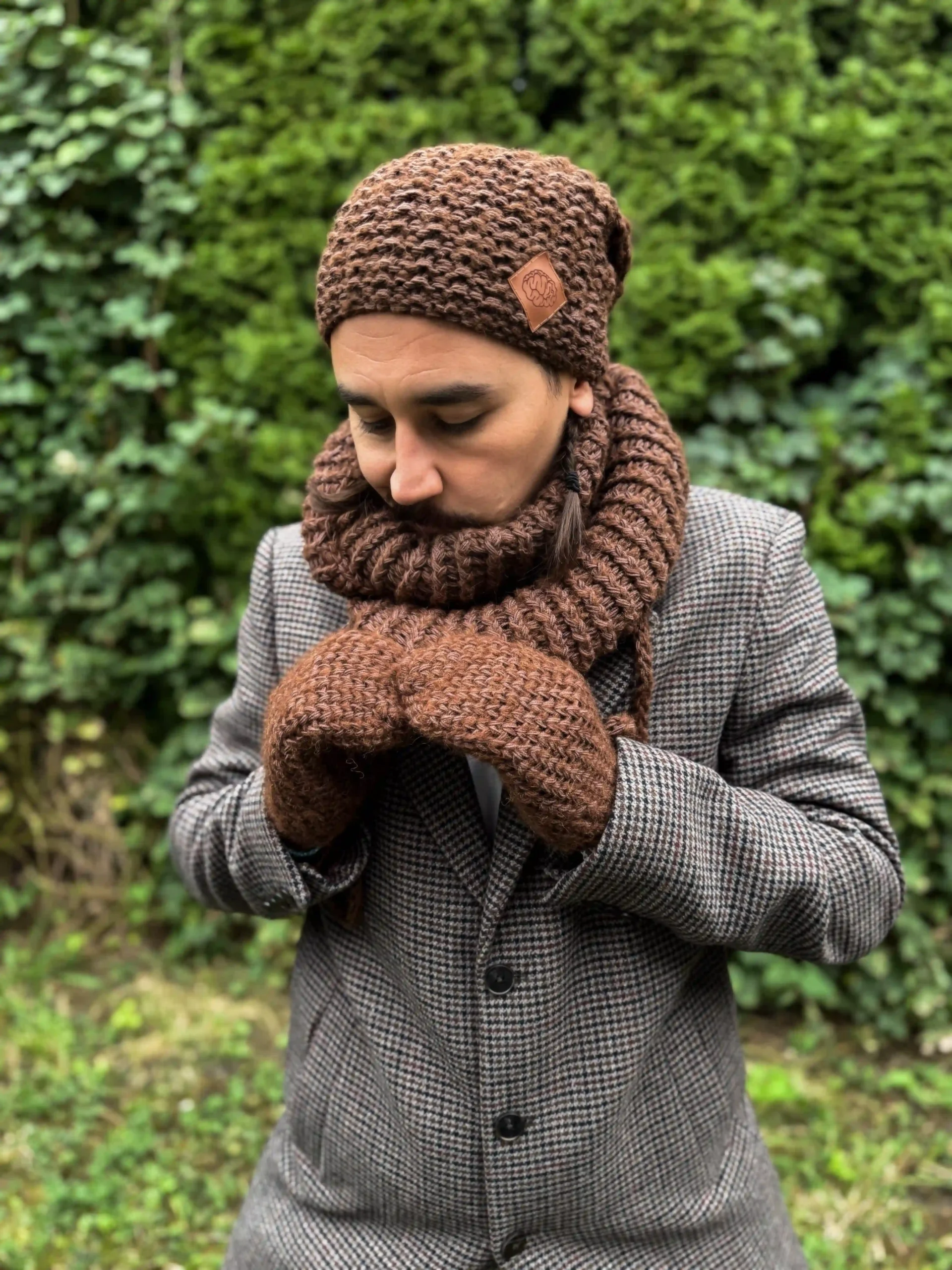 Męskie rękawiczki MERINO "Brąz" 139 meskie rekawiczki merino brazowe scaled 1