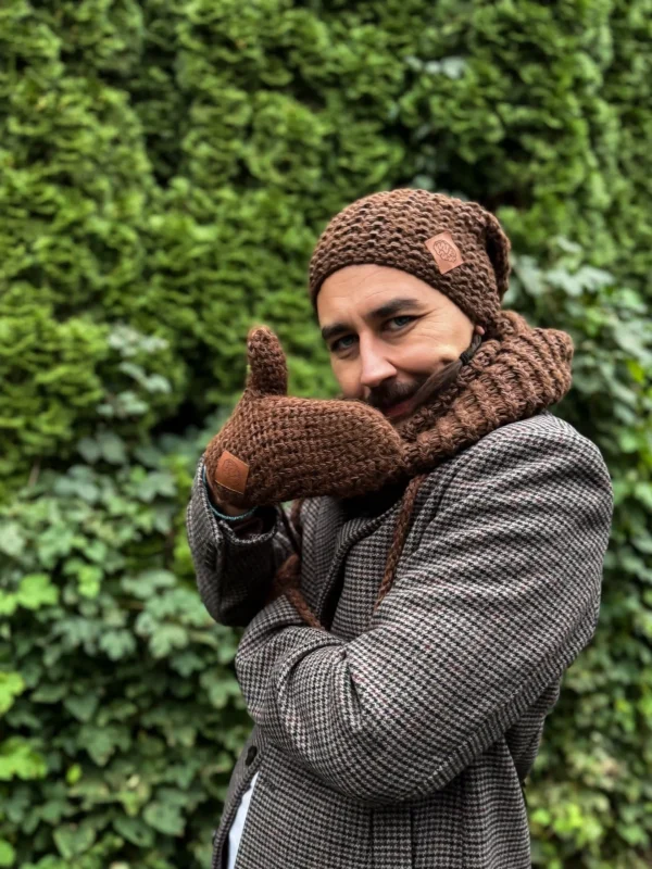 Męskie rękawiczki MERINO "Brąz" 15 meskie rekawiczki merino scaled 1