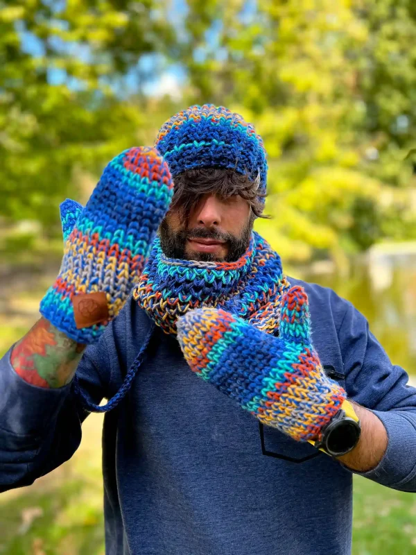 Męskie rękawiczki handmade ,,Górski potok" 14 meskie rekawiczki z merynosa