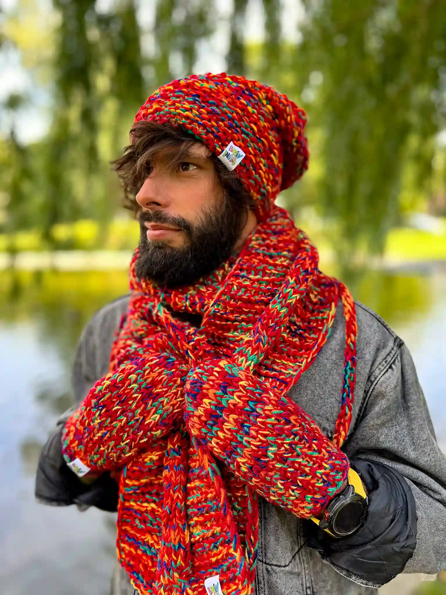 Męskie rękawiczki MERINO 50% ,,Czerwienie" 100 meskie rekawiczki