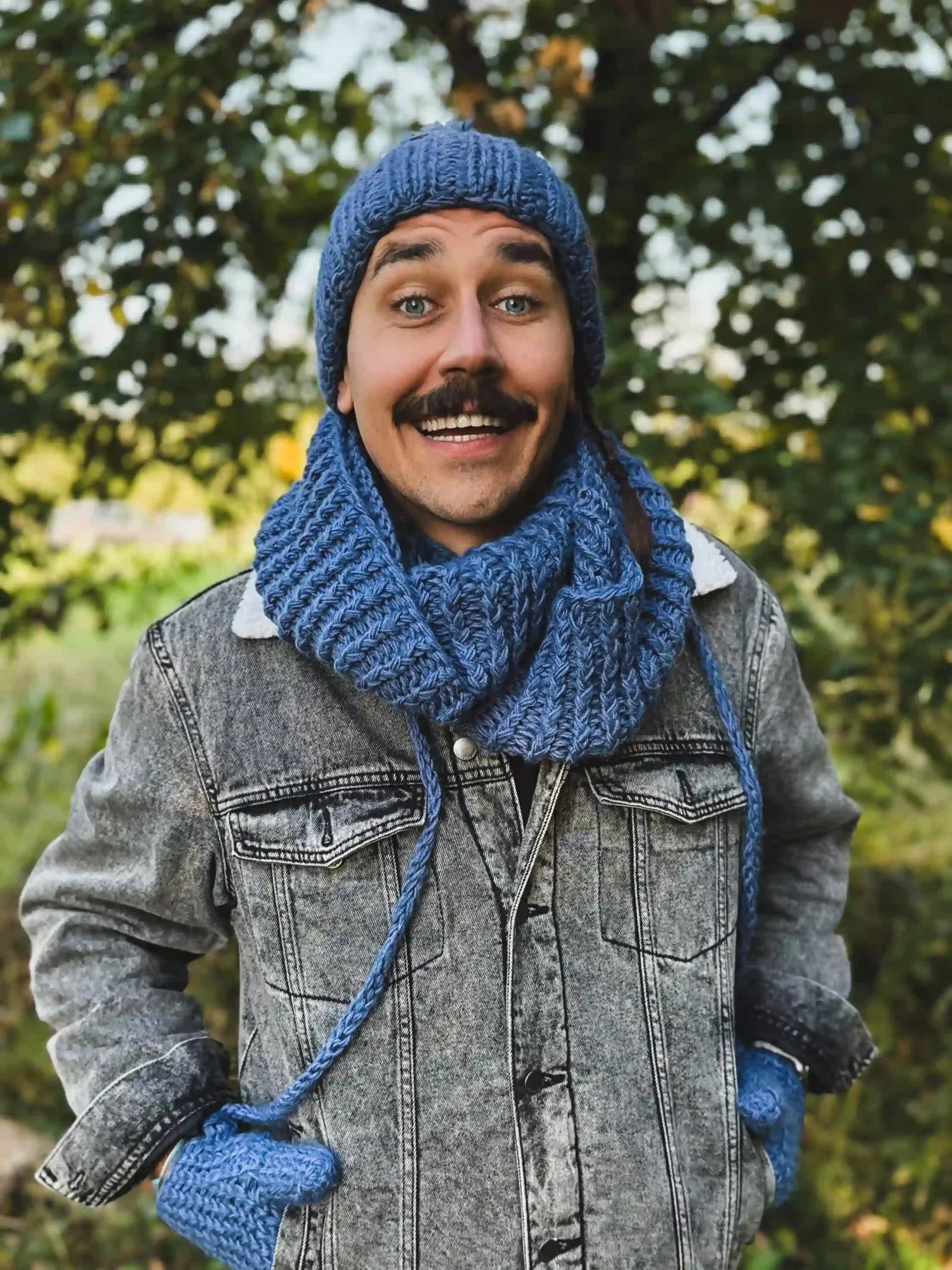 Męski komin MERINO "Ciemny niebieski" 141 niebieski meski szalik maerino scaled 1