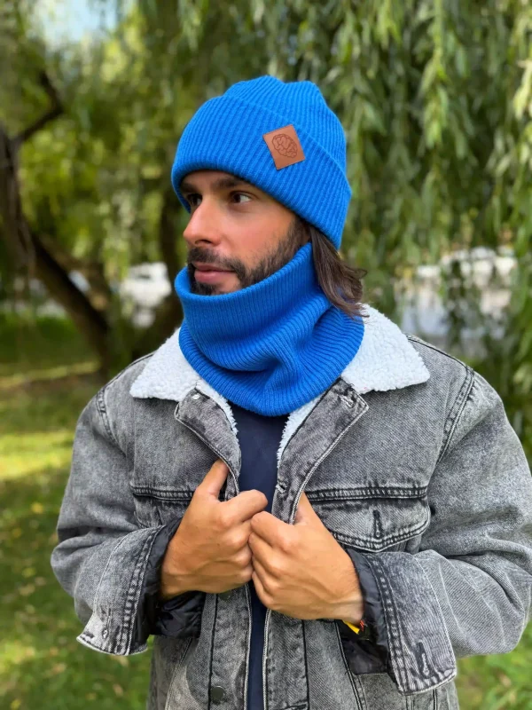 Męski zimowy BUFF "Niebieski Kobalt" 13 niebieski meski szalik scaled 1