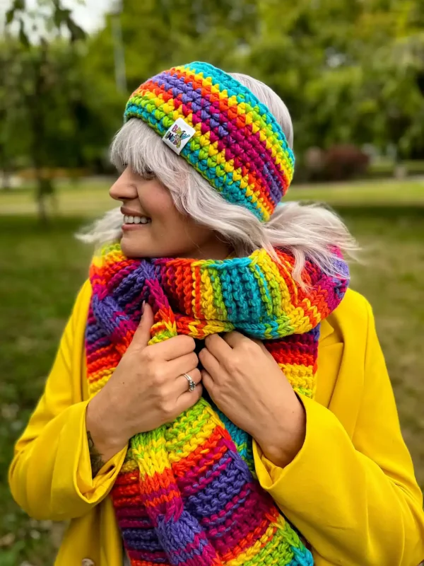 OPASKA podszyta polarem ,,Tęcza" 10 opaska na glowe