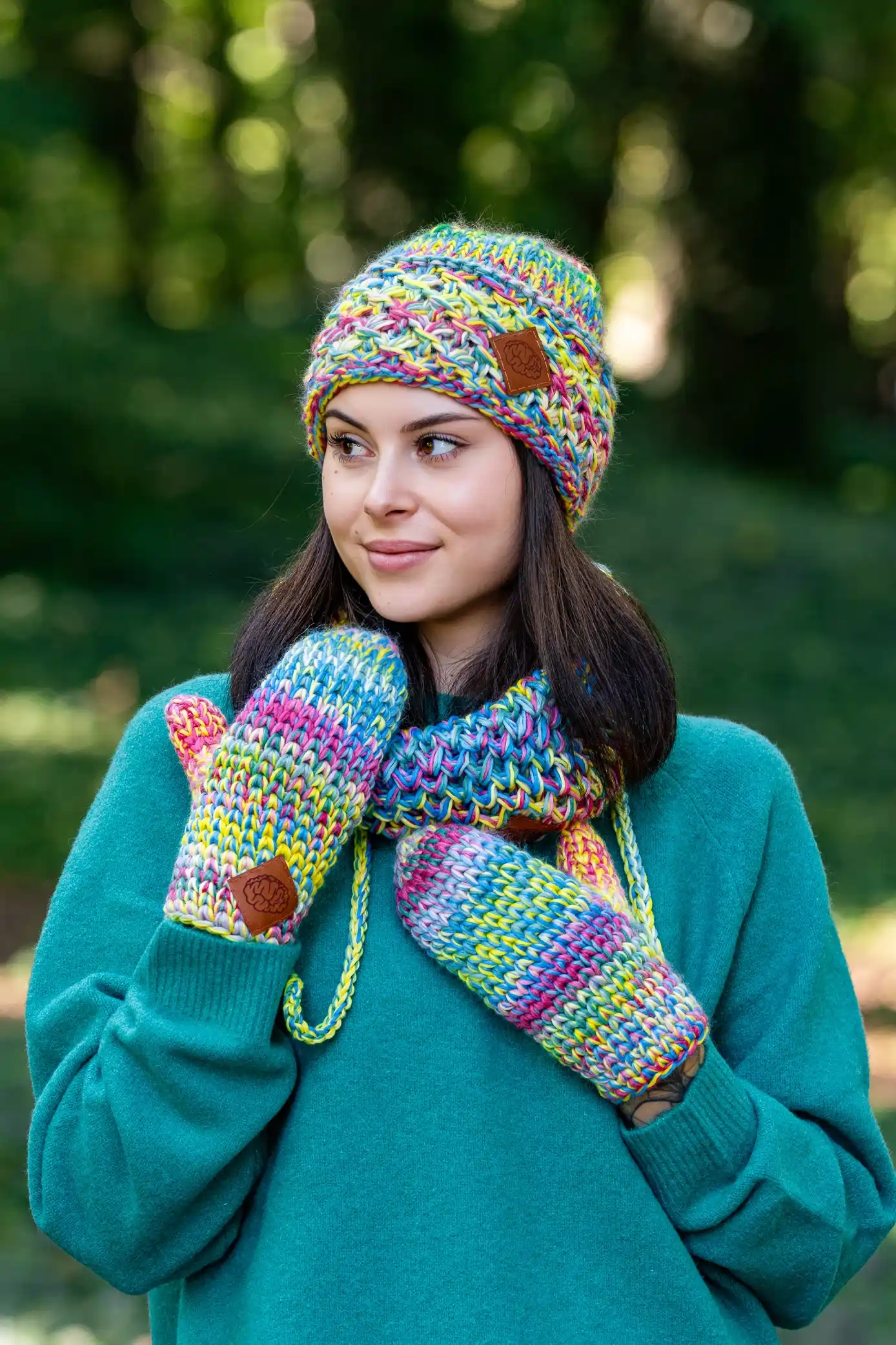 Czapka MERINO 100% Hope "Cukierki" + podszewka BAWEŁNA 66 plytka kolorowa czapka