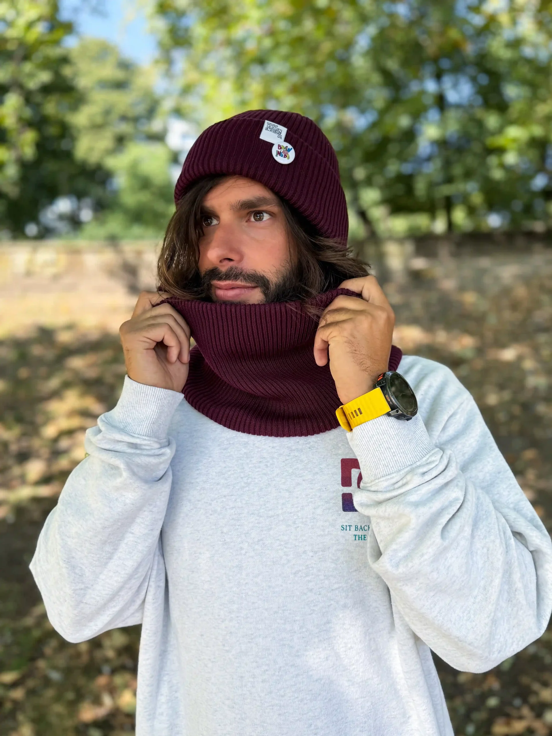 Męska czapka beanie z bawełny logo kolorowe "Bordo" 16 producent czapek scaled 1
