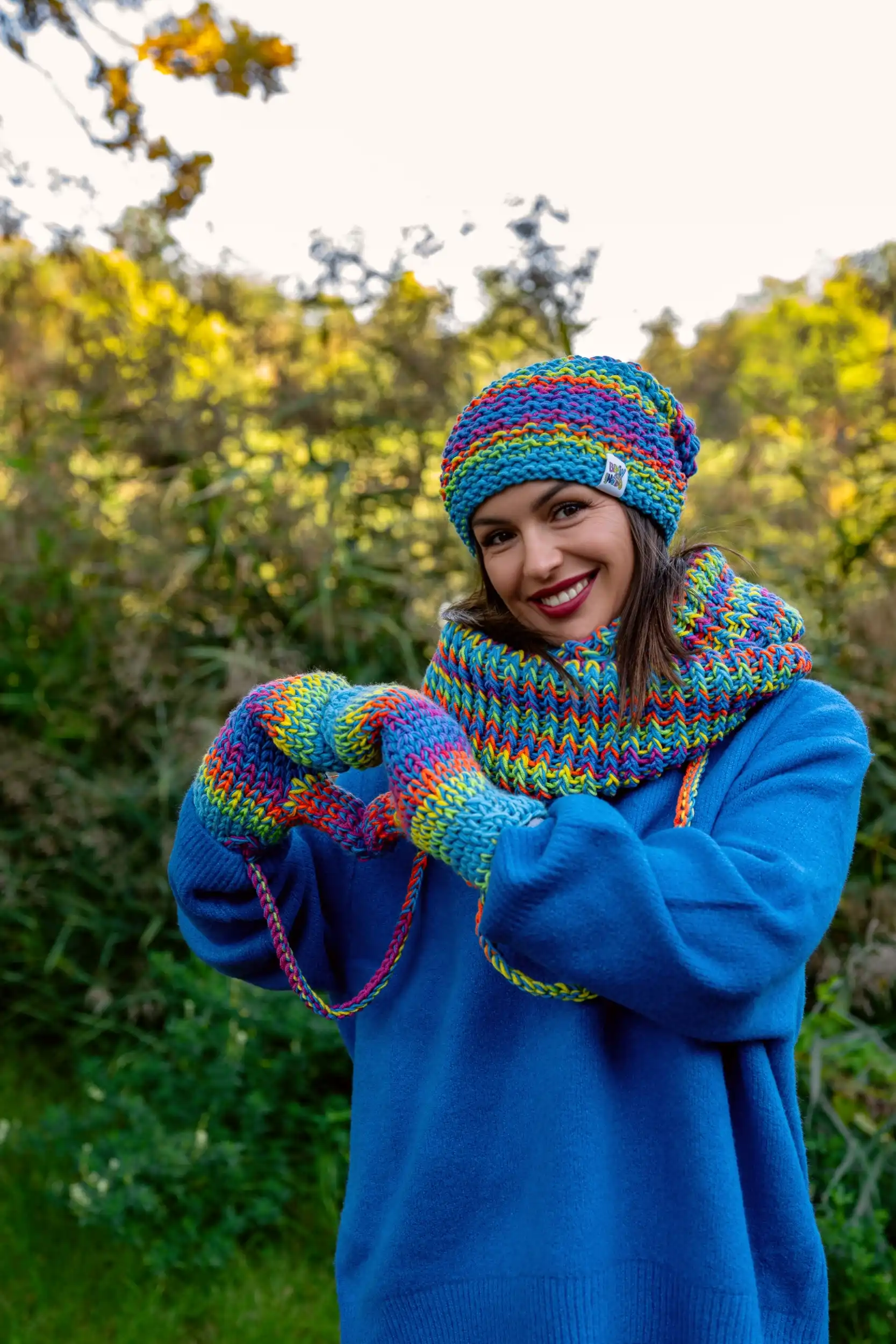 Rękawiczki MERINO 50% "Tęcza Błękit" 60 producent rekawiczek zimowych