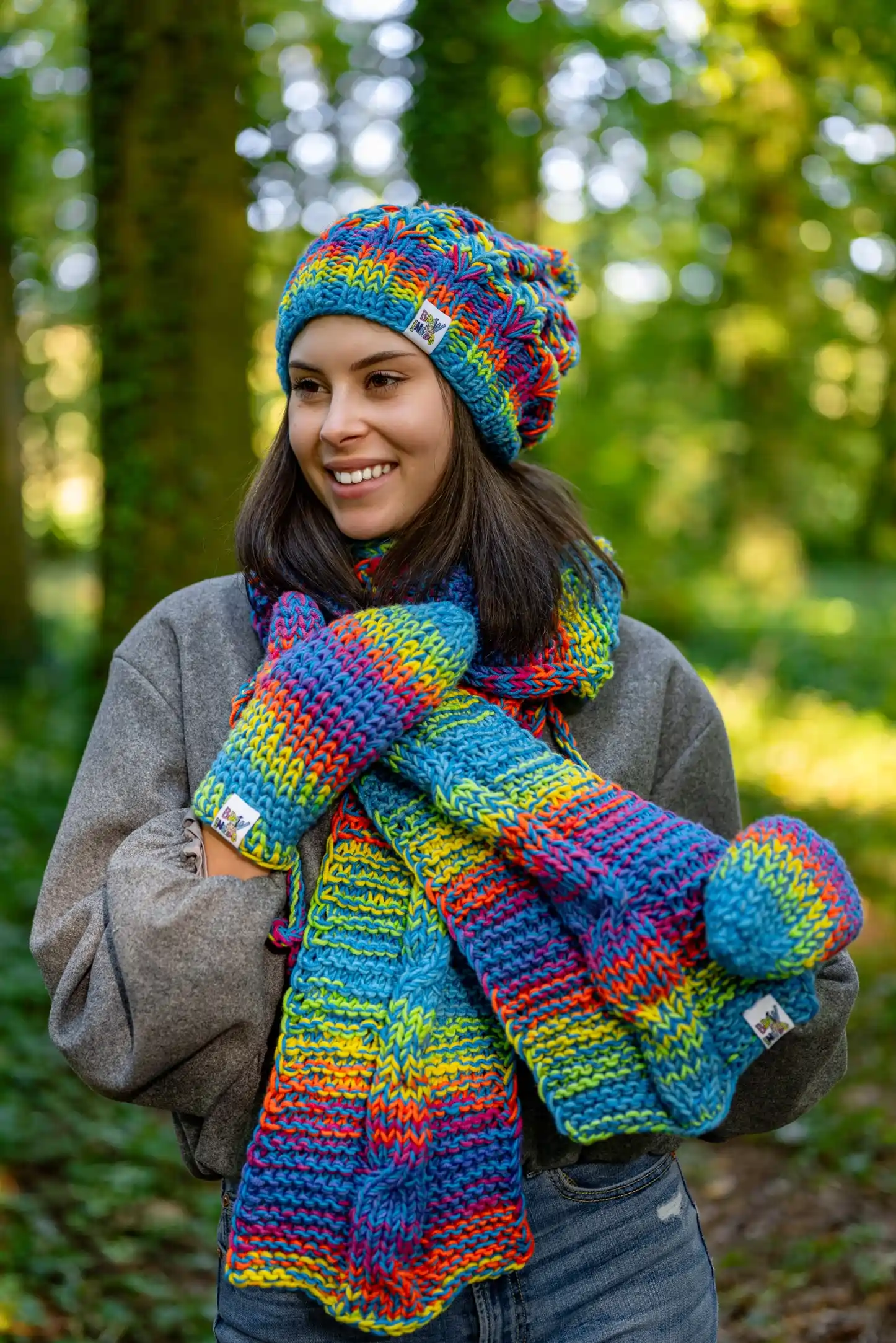 Rękawiczki MERINO 50% "Tęcza Błękit" 59 producent szali