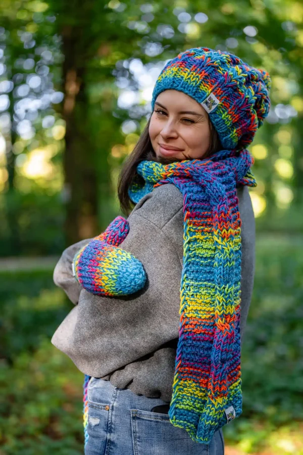 Szal MERINO 50% ,,Tęcza błękit szalik" 9 producent szalikow