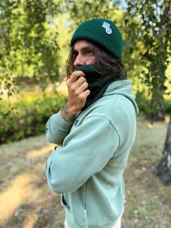 Męska czapka beanie z bawełny logo kolorowe "Zielony" 11 producent szalikow bawelnianych scaled 1