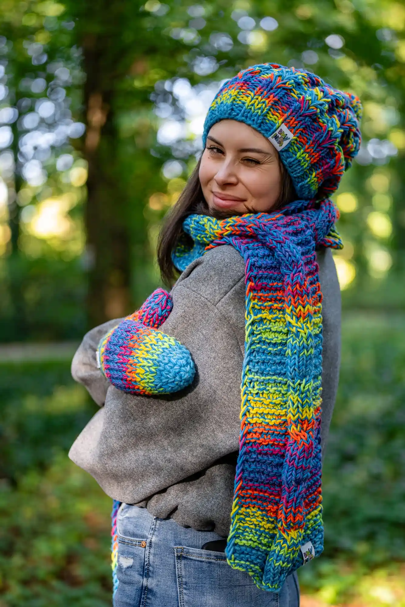 Czapka MERINO 50% ,,Tęcza błękit" SMILE 120 producent szalikow