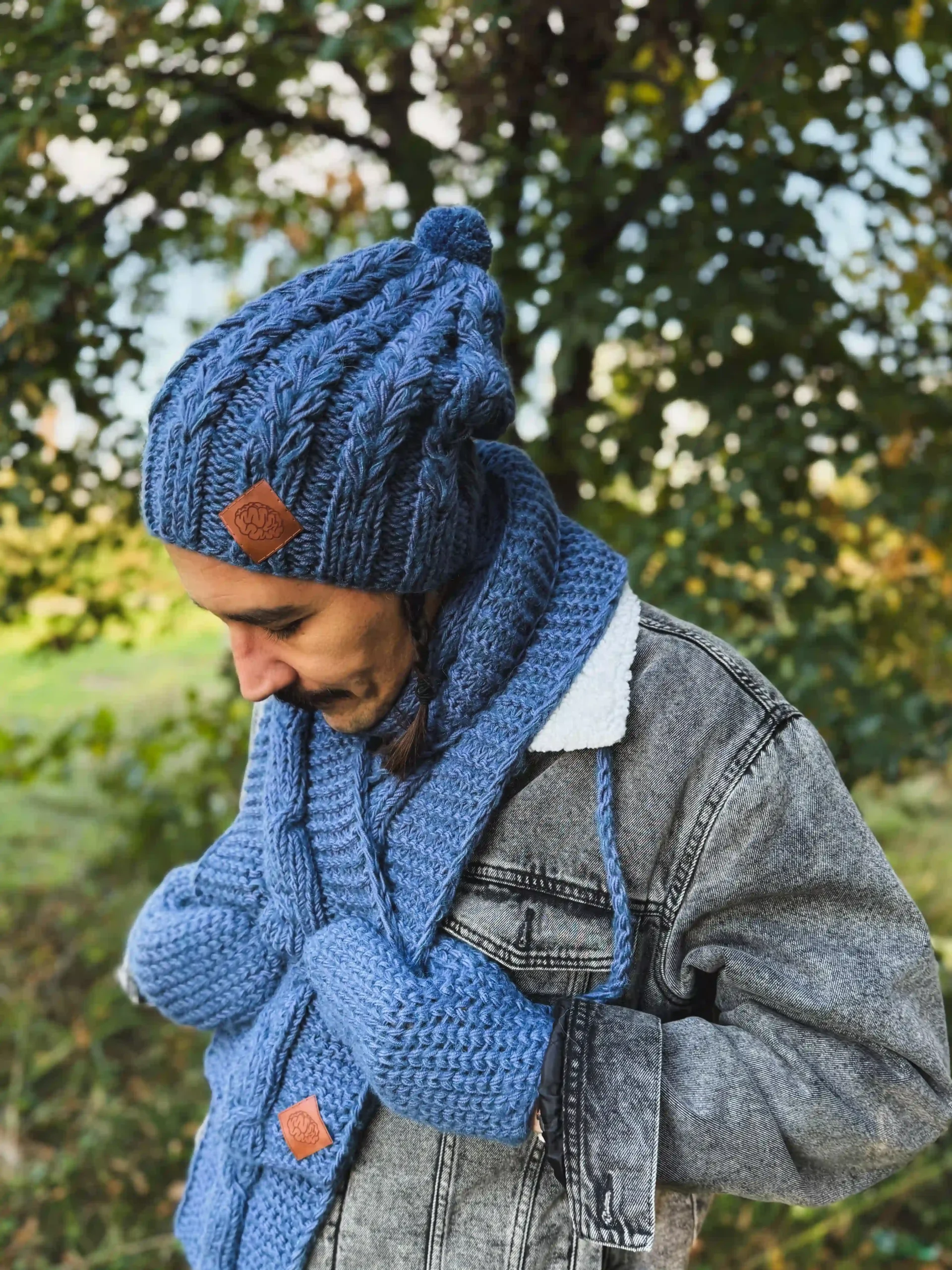 Męskie rękawiczki MERINO "Ciemny niebieski" 149 rekawiczki handmade meskie scaled 1