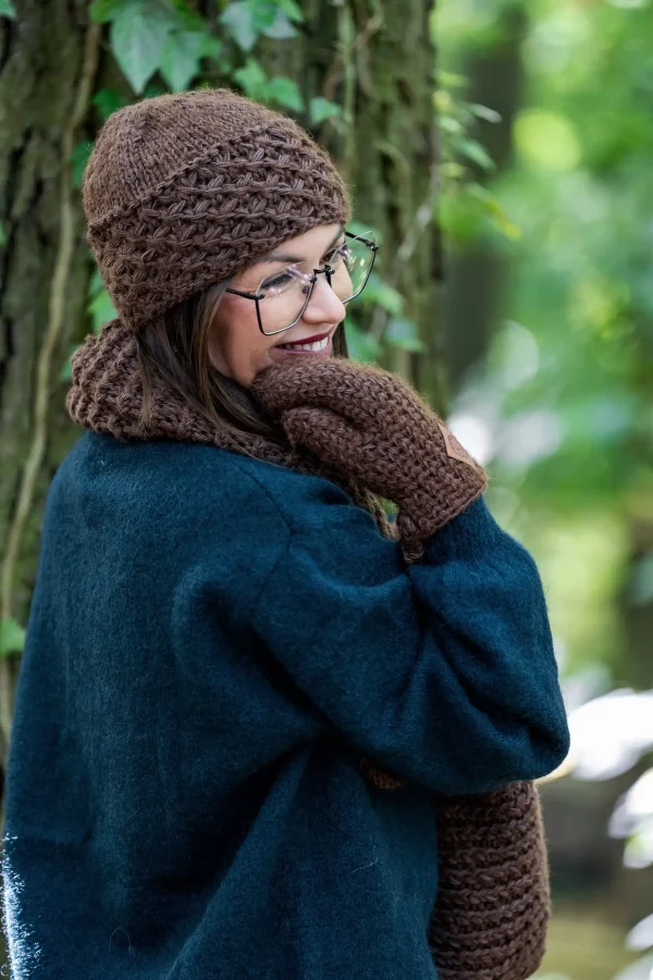 Rękawiczki MERINO "Brąz" 14 rekawiczki jednopalcowe