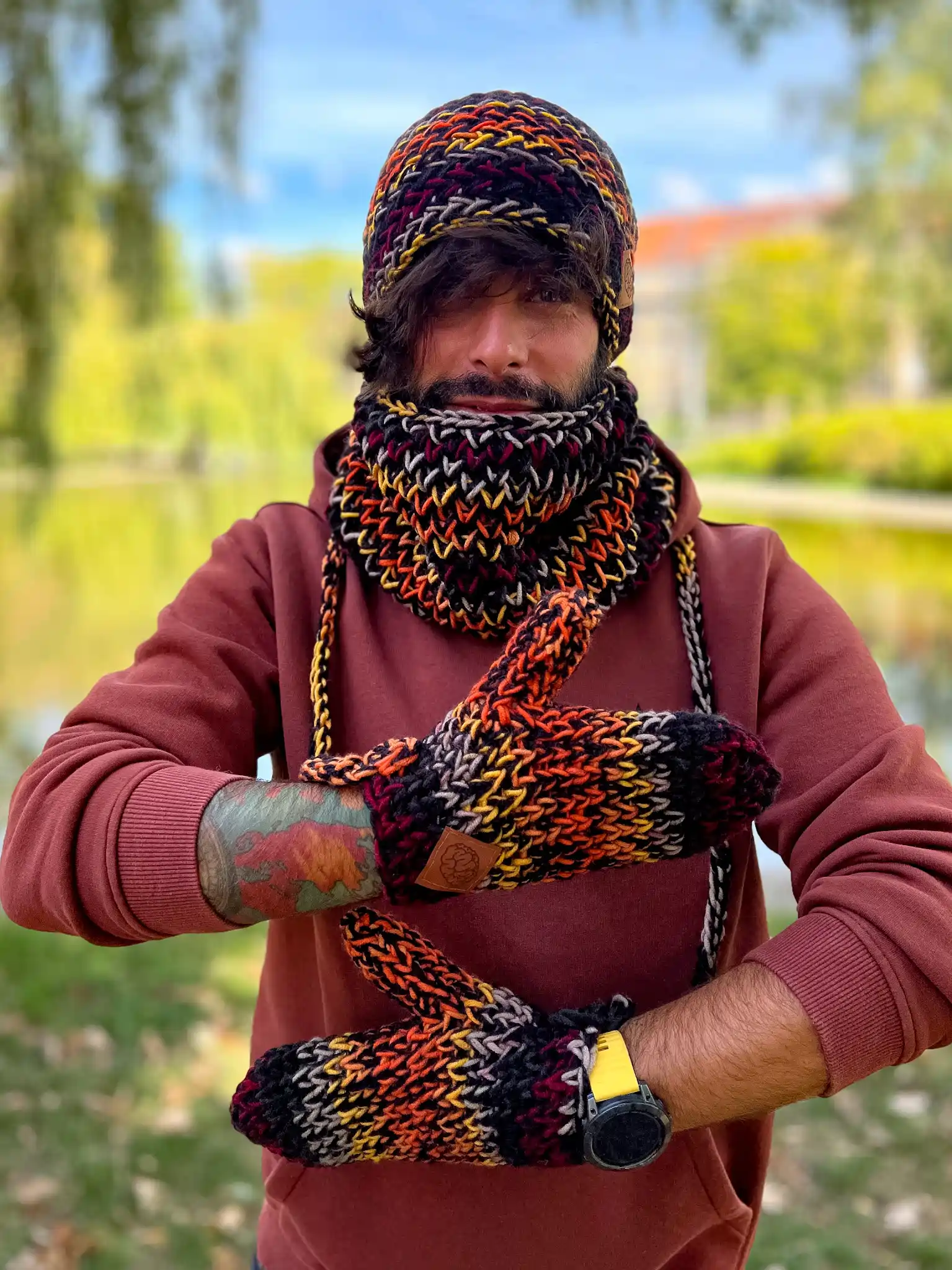 Męskie rękawiczki handmade ,,Ciemna jesień" 121 rekawiczki merino 1