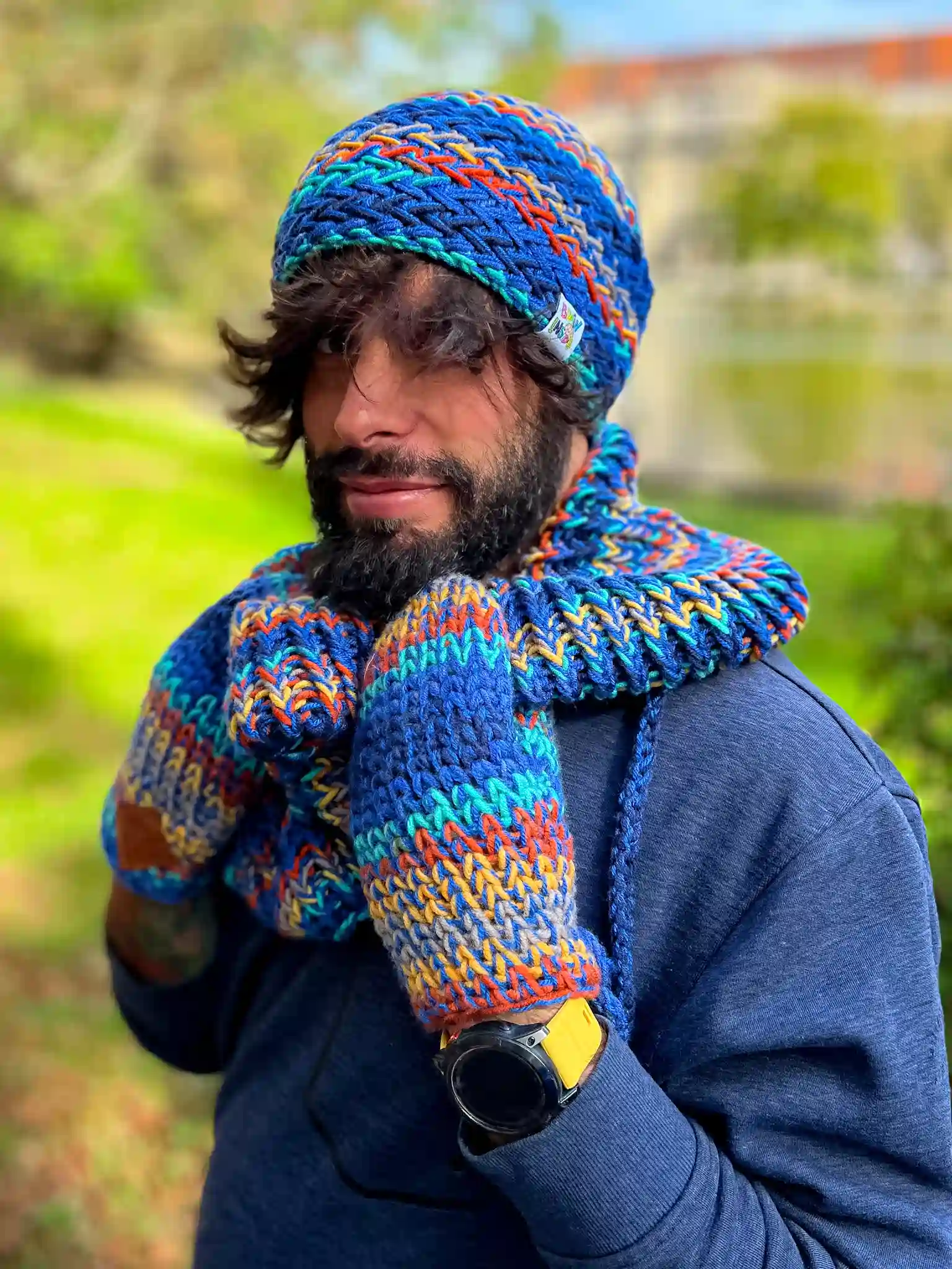 Męskie rękawiczki handmade ,,Górski potok" 106 rekawiczki merino 2