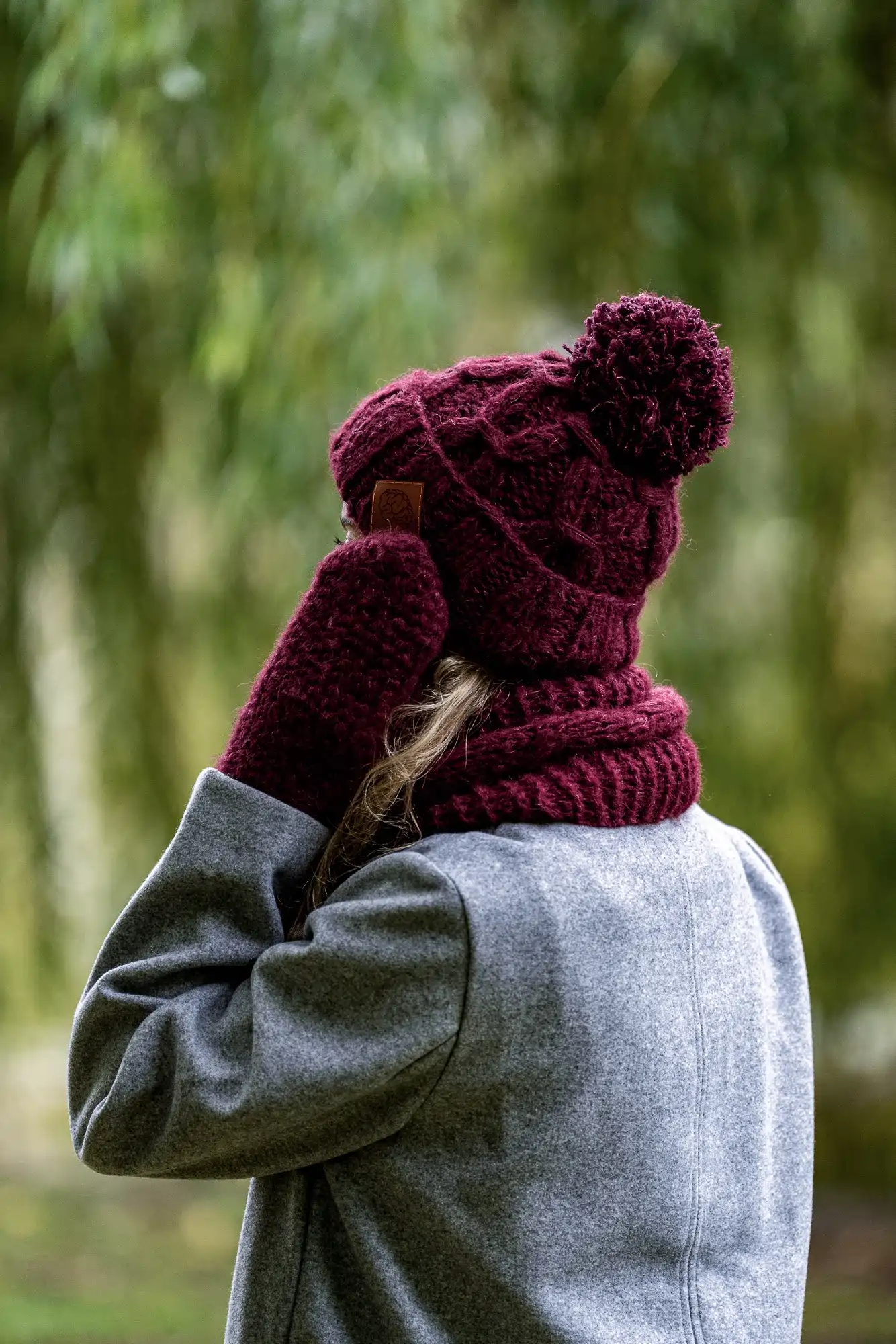 rekawiczki merino bordo
