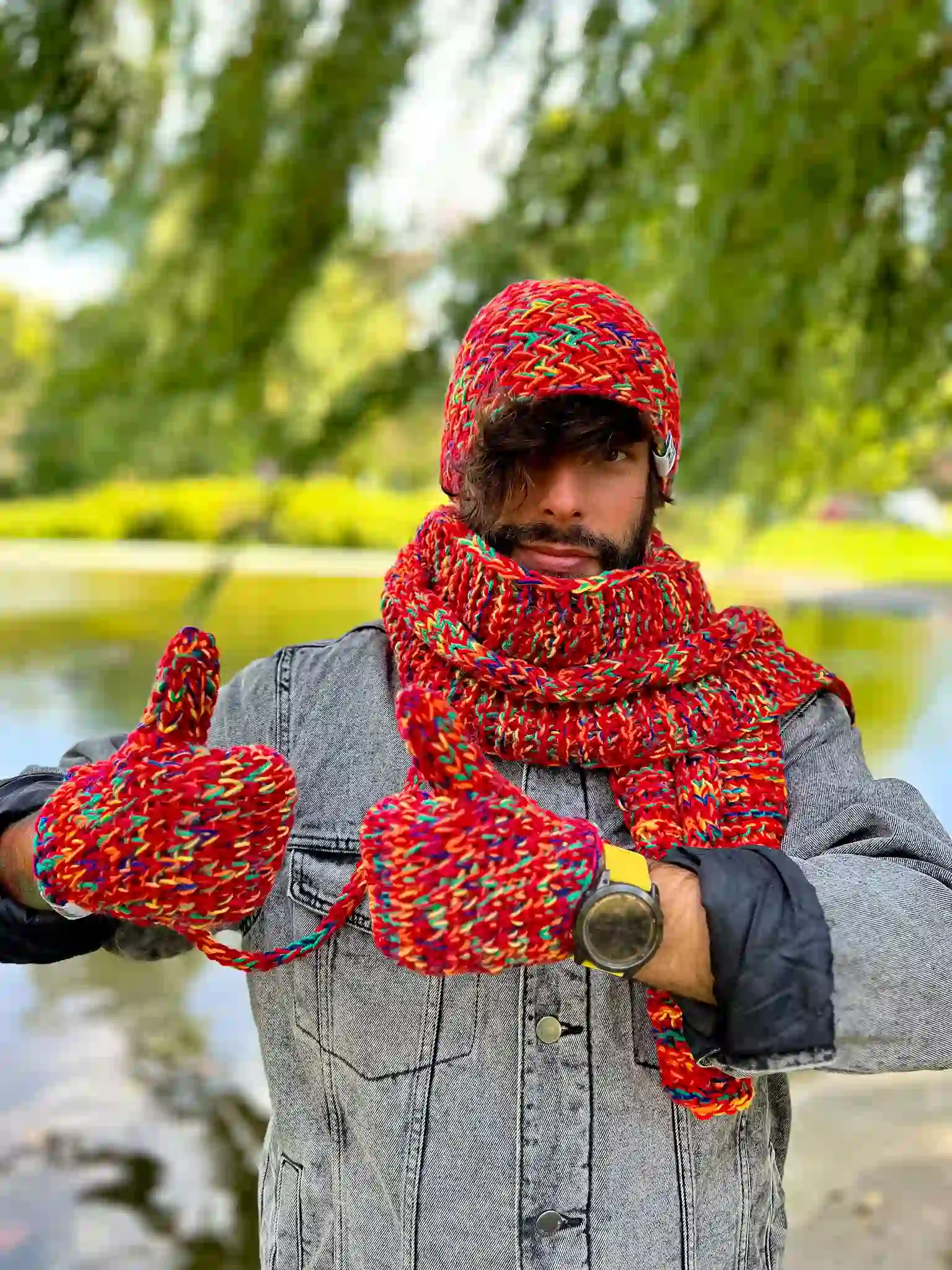 Męskie rękawiczki MERINO 50% ,,Czerwienie" 101 rekawiczki meskie merino